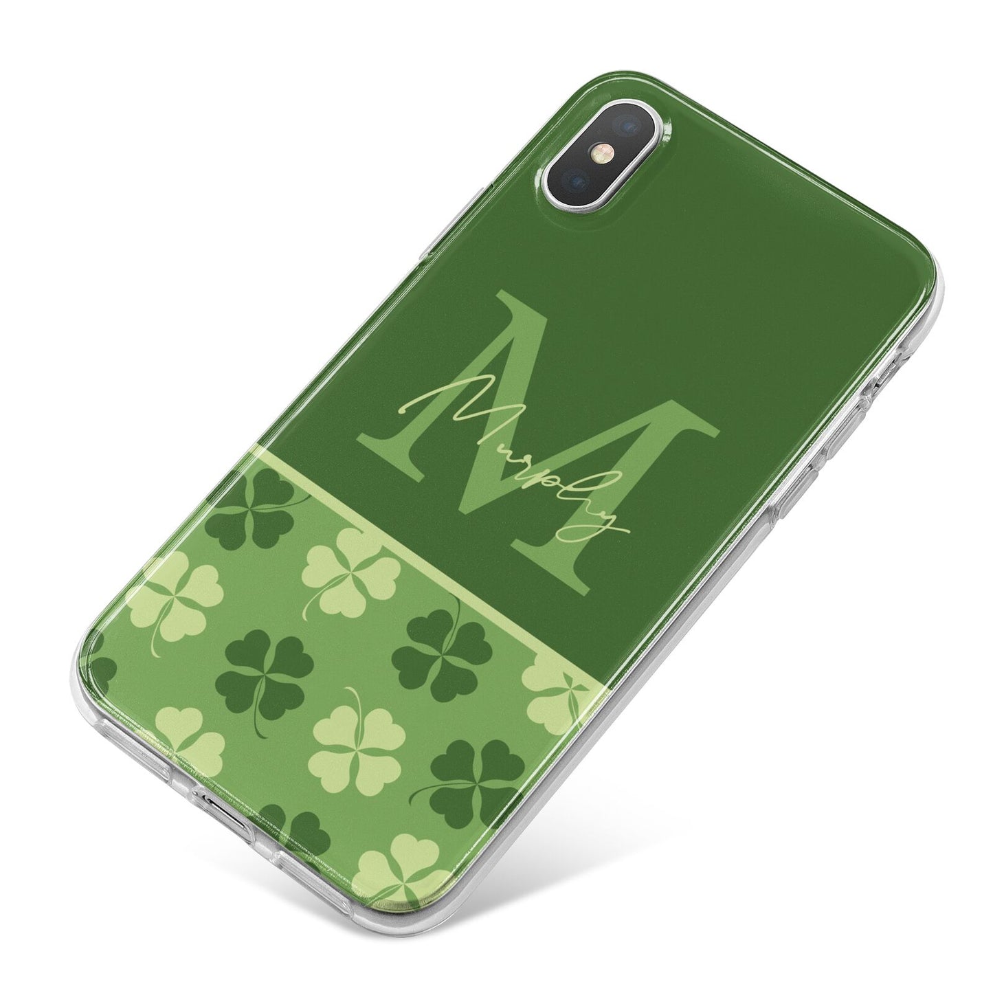 Personalised St Patricks Day Monogram iPhone X Bumper Case on Silver iPhone