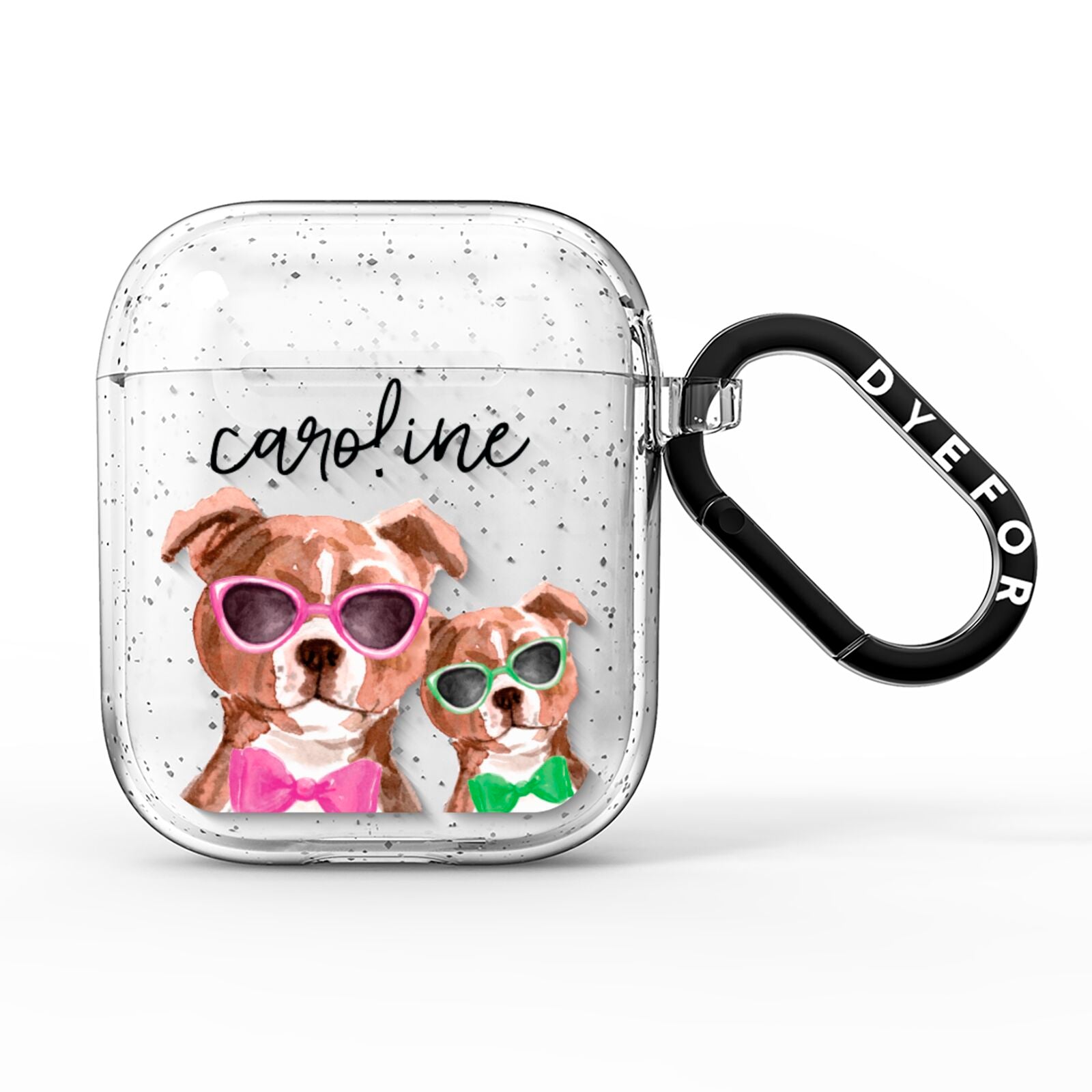 Personalised Staffordshire Bull Terrier AirPods Glitter Case