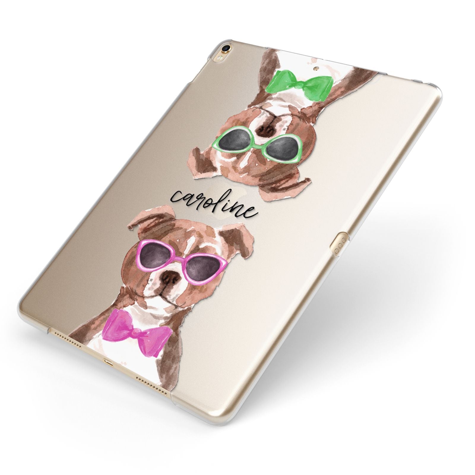 Personalised Staffordshire Bull Terrier Apple iPad Case on Gold iPad Side View