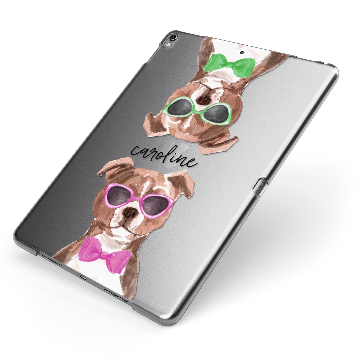 Personalised Staffordshire Bull Terrier Apple iPad Case on Grey iPad Side View