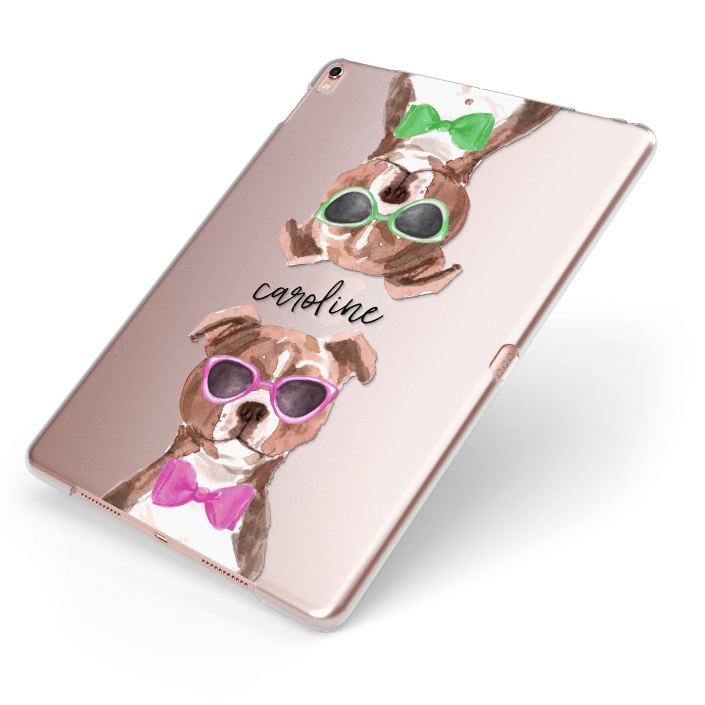 Personalised Staffordshire Bull Terrier Apple iPad Case on Rose Gold iPad Side View