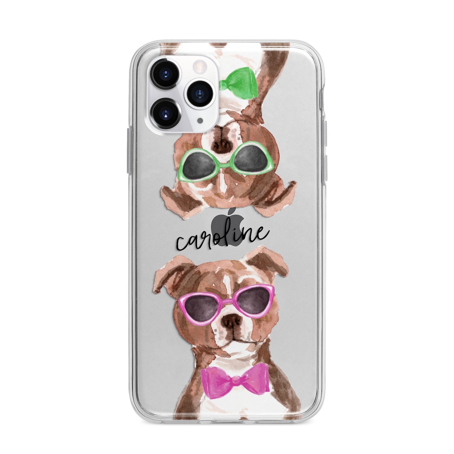 Personalised Staffordshire Bull Terrier Apple iPhone 11 Pro Max in Silver with Bumper Case
