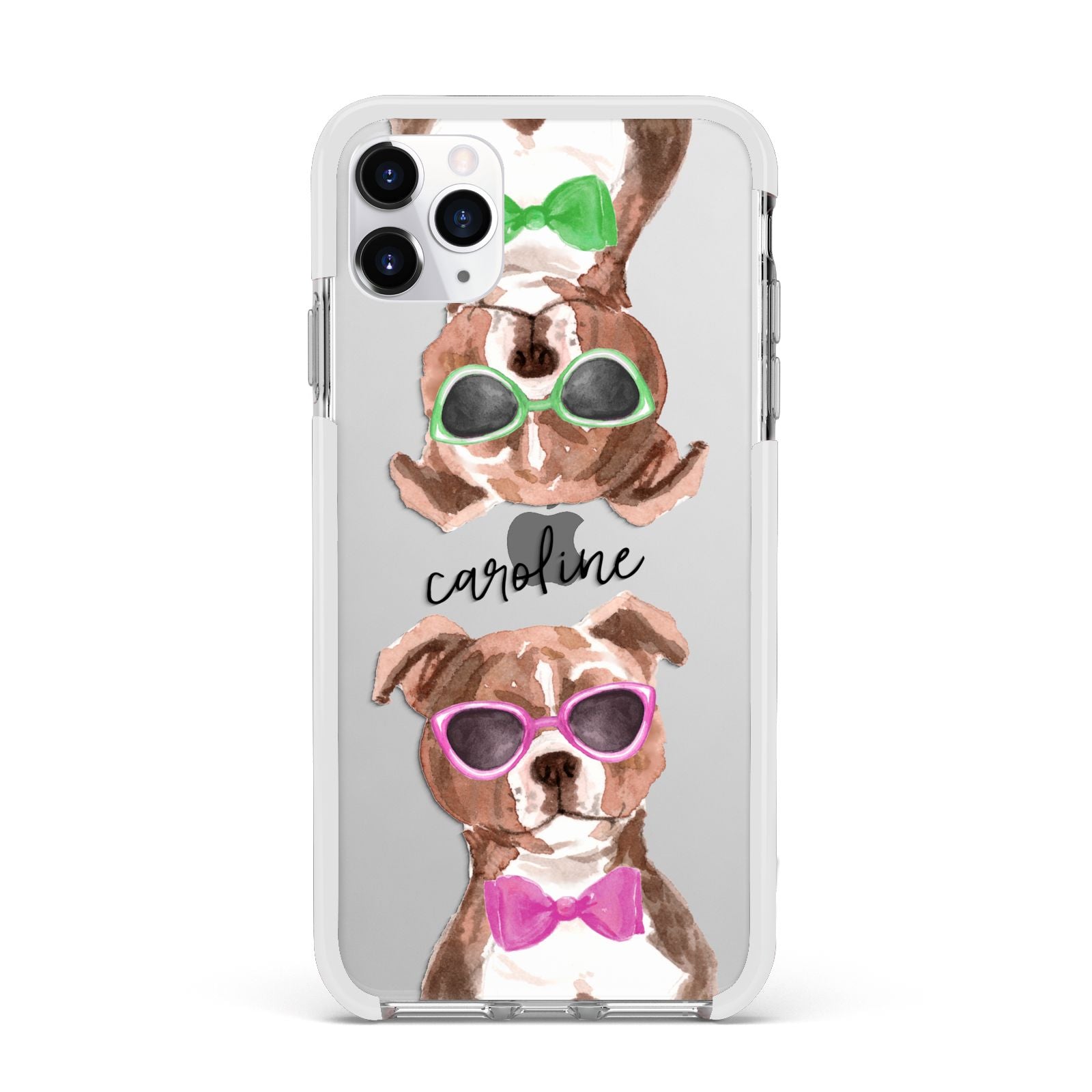 Personalised Staffordshire Bull Terrier Apple iPhone 11 Pro Max in Silver with White Impact Case