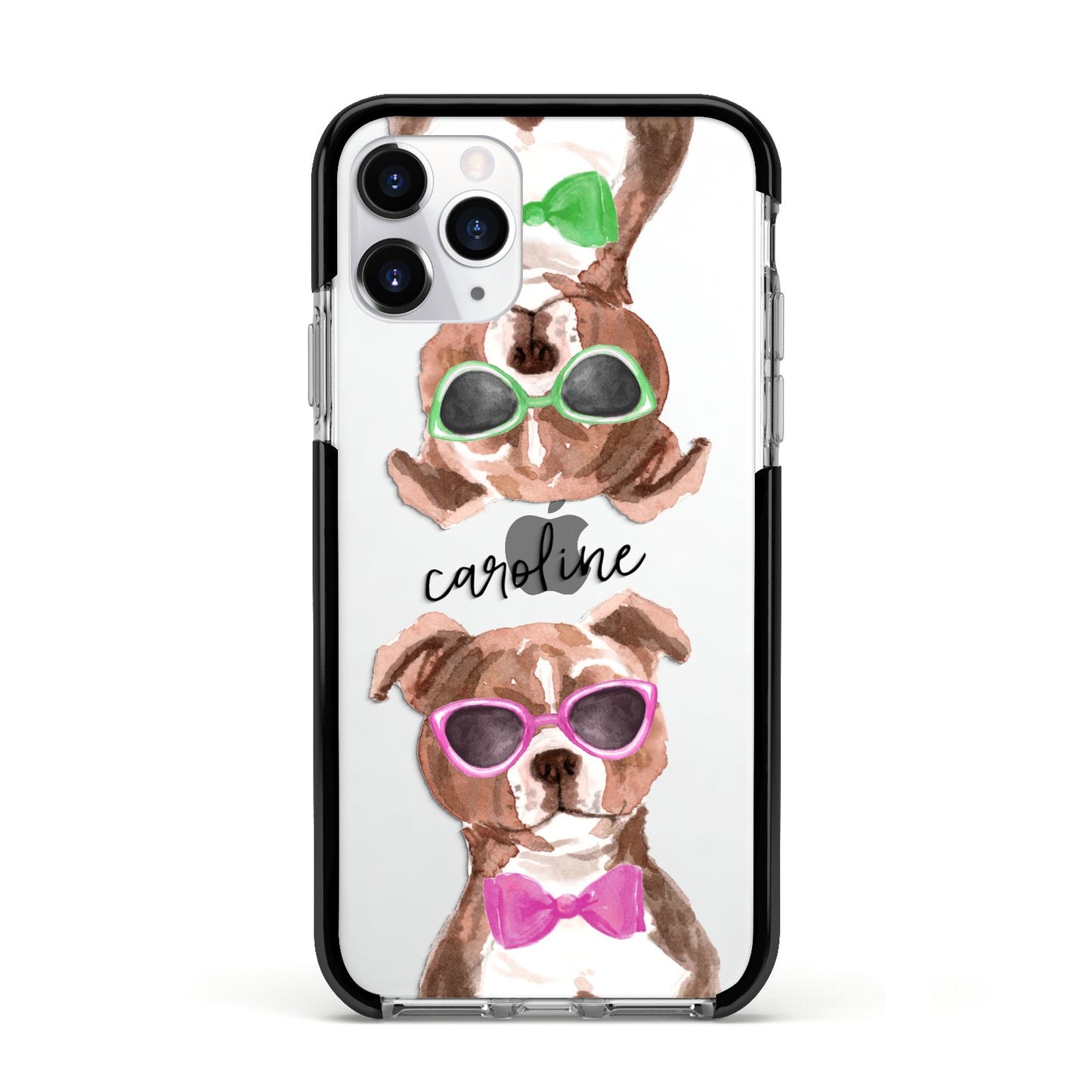 Personalised Staffordshire Bull Terrier Apple iPhone 11 Pro in Silver with Black Impact Case