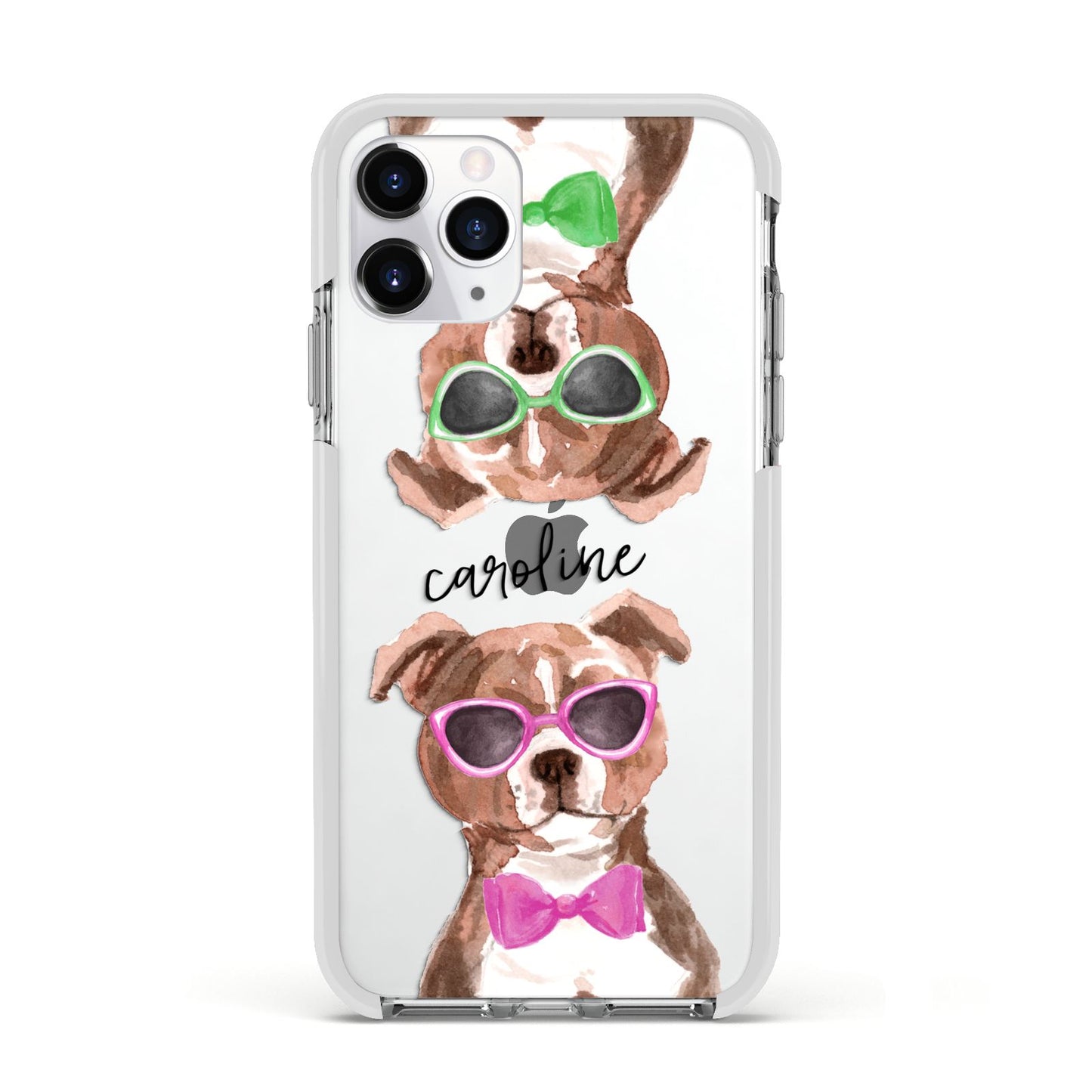 Personalised Staffordshire Bull Terrier Apple iPhone 11 Pro in Silver with White Impact Case