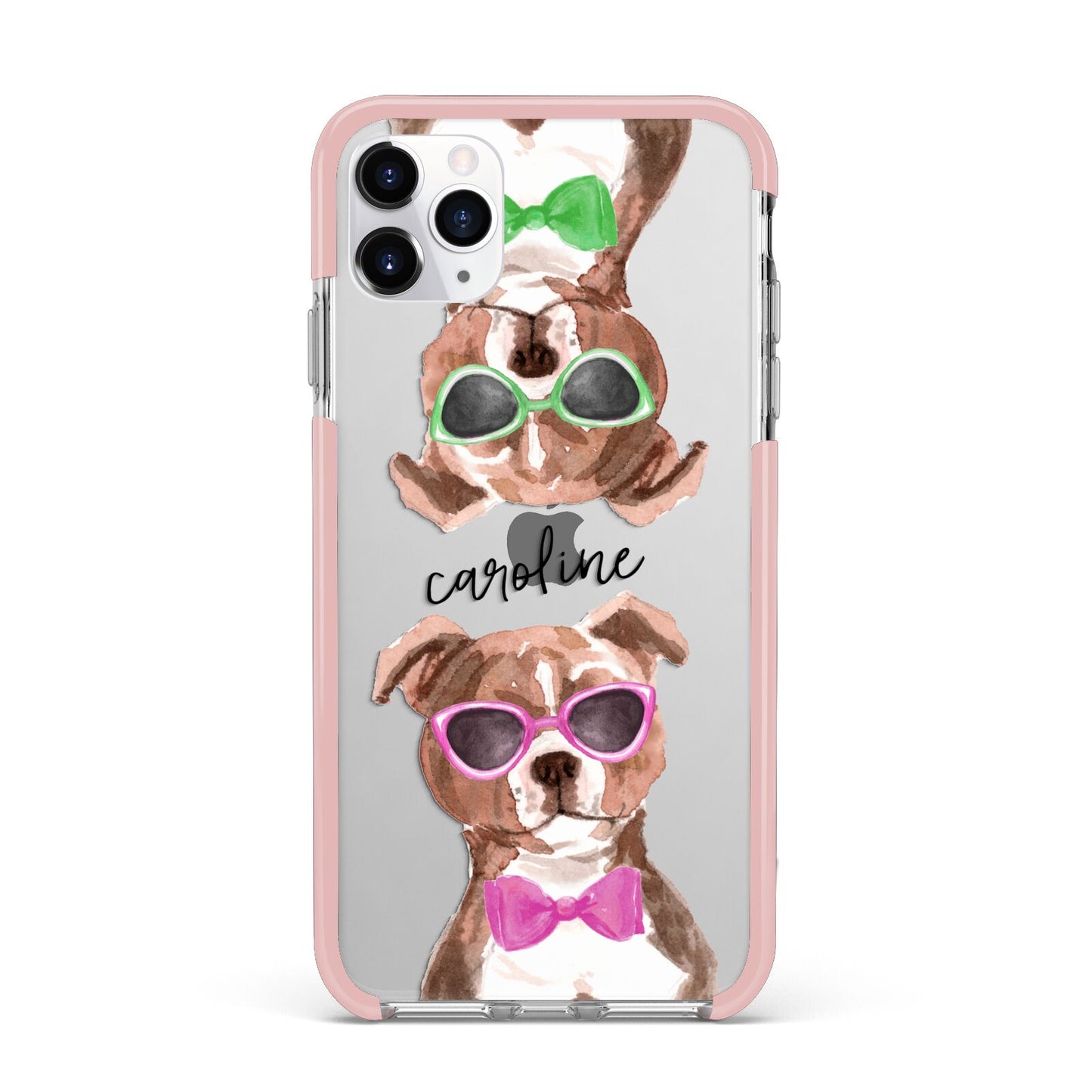 Personalised Staffordshire Bull Terrier iPhone 11 Pro Max Impact Pink Edge Case