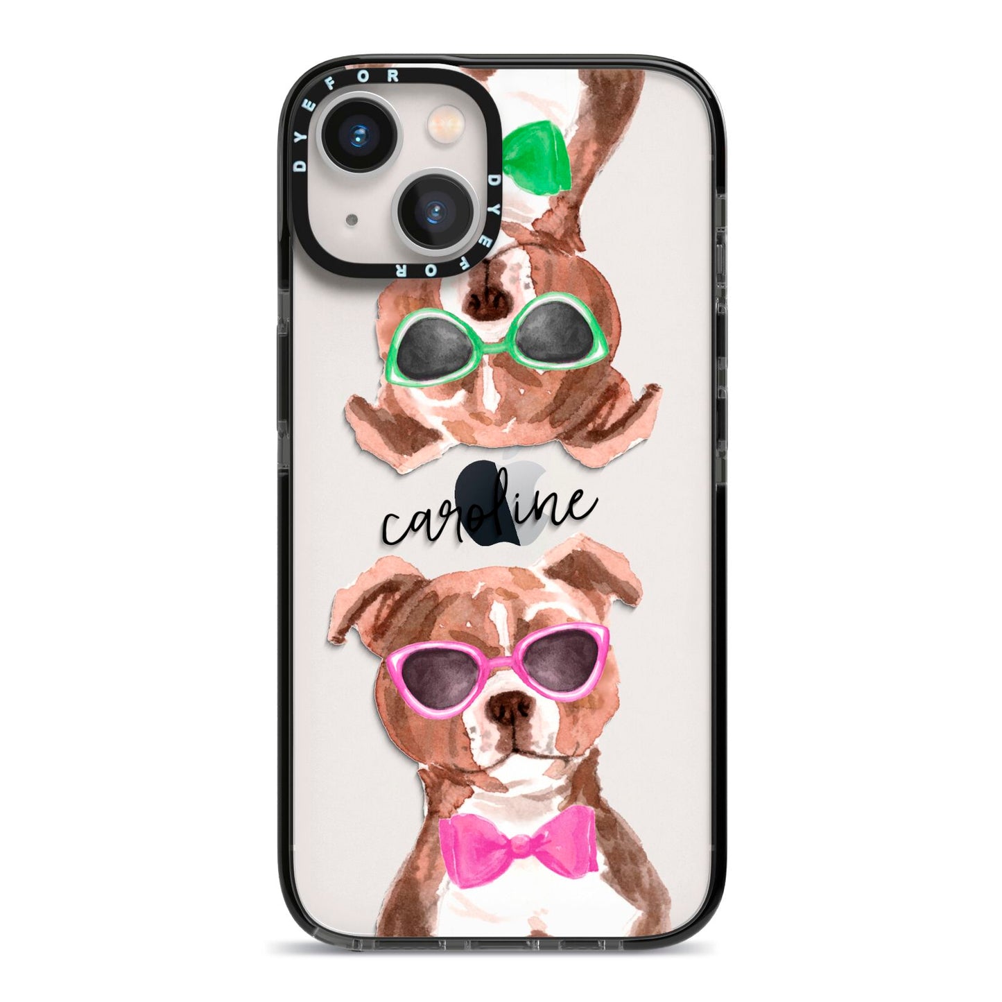 Personalised Staffordshire Bull Terrier iPhone 13 Black Impact Case on Silver phone