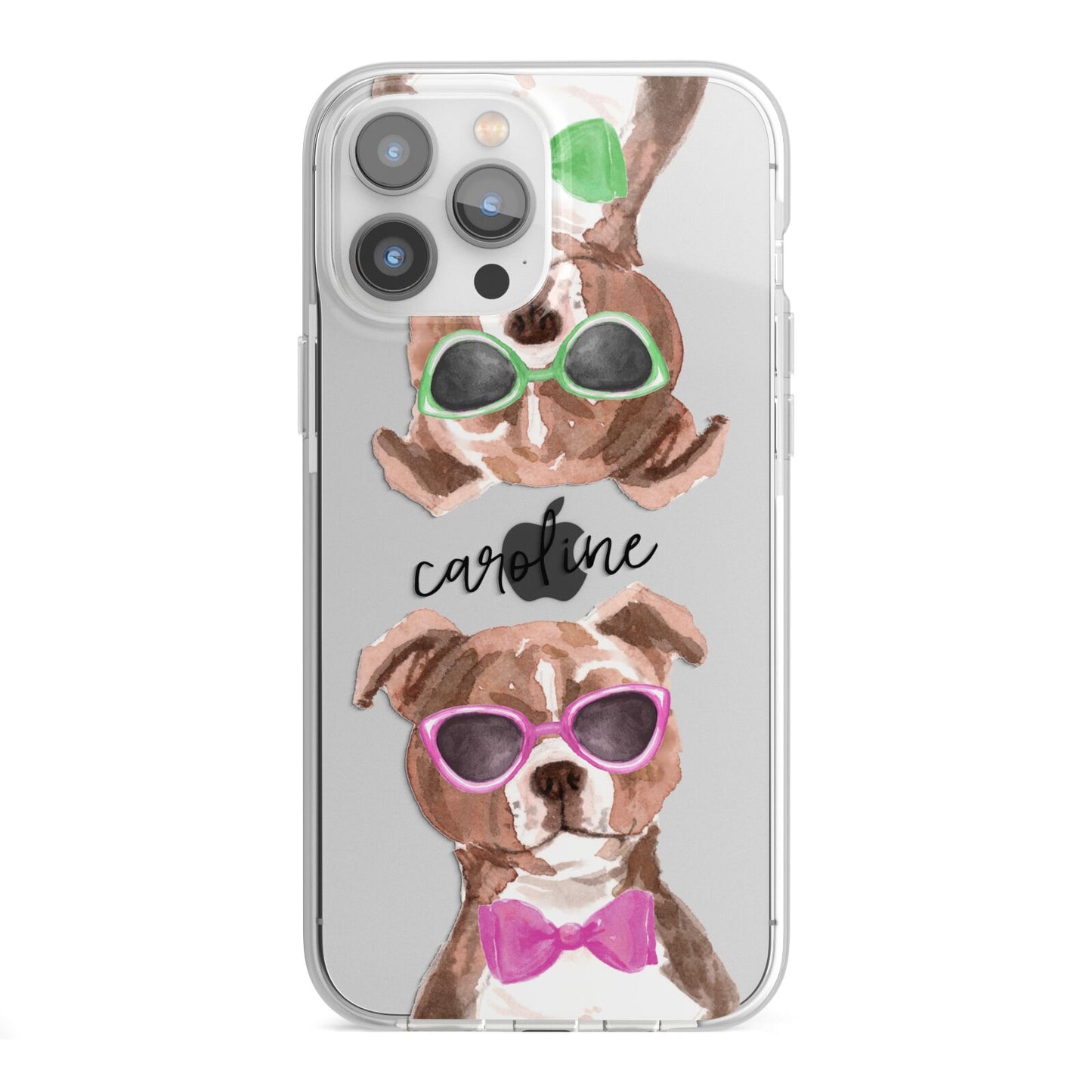 Personalised Staffordshire Bull Terrier iPhone 13 Pro Max TPU Impact Case with White Edges