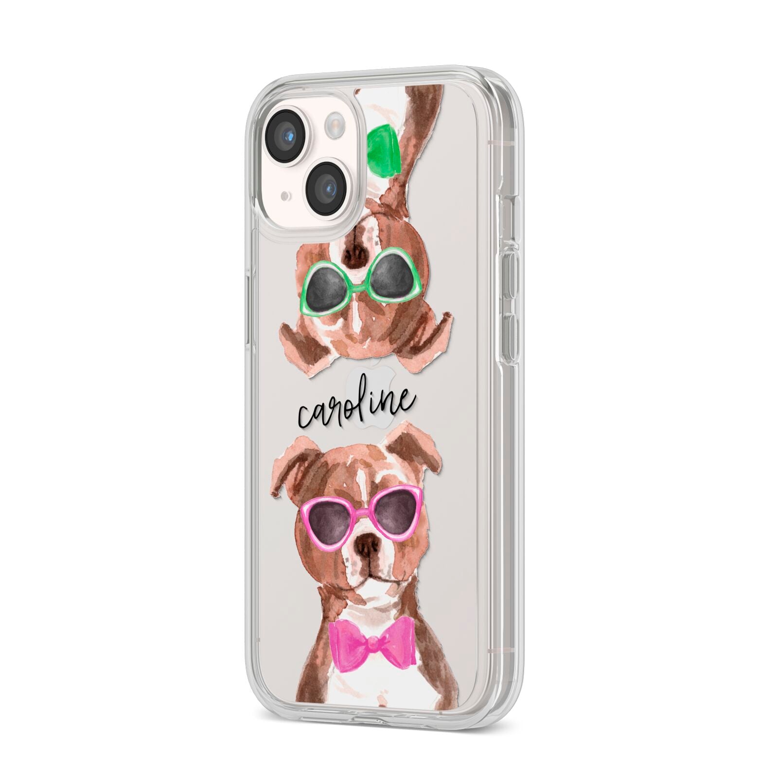 Personalised Staffordshire Bull Terrier iPhone 14 Clear Tough Case Starlight Angled Image
