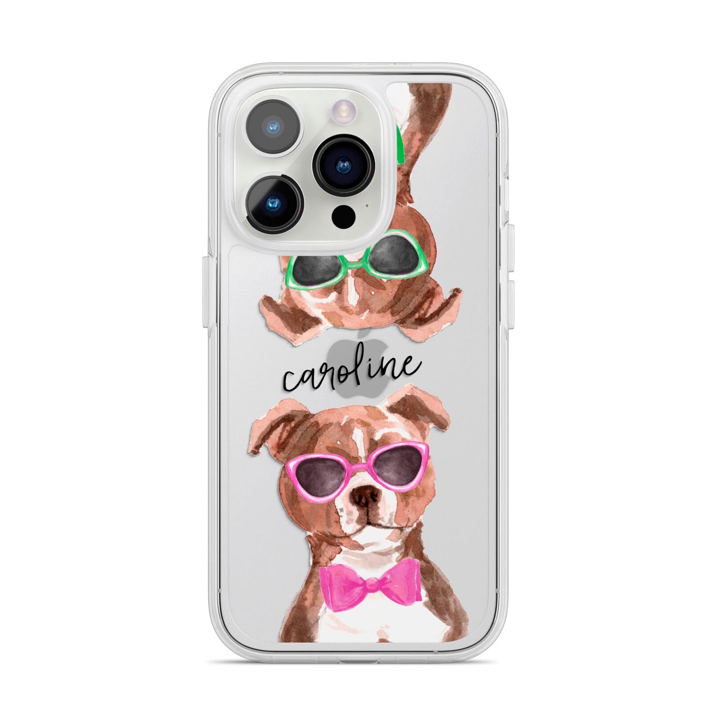 Personalised Staffordshire Bull Terrier iPhone 14 Pro Clear Tough Case Silver