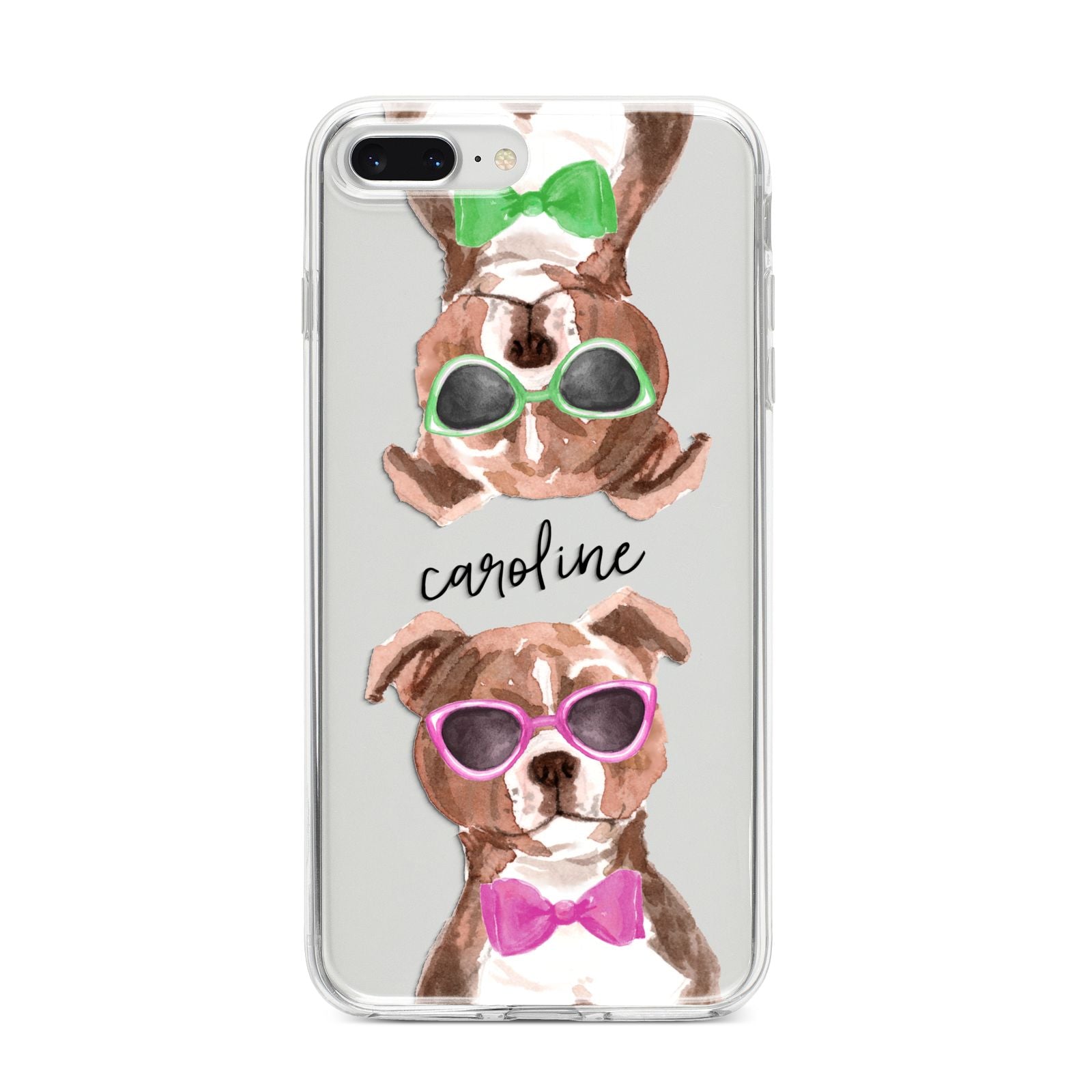 Personalised Staffordshire Bull Terrier iPhone 8 Plus Bumper Case on Silver iPhone