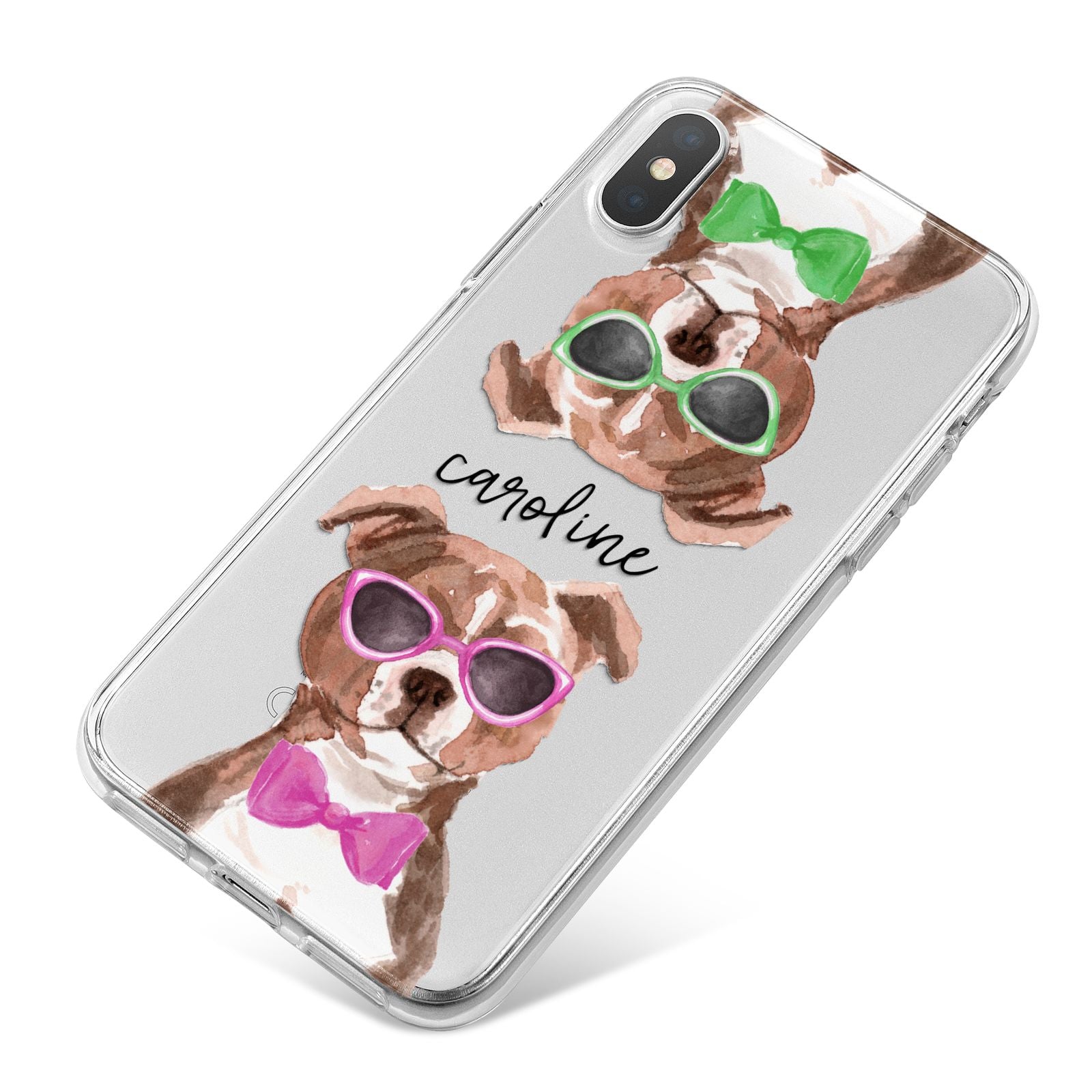 Personalised Staffordshire Bull Terrier iPhone X Bumper Case on Silver iPhone