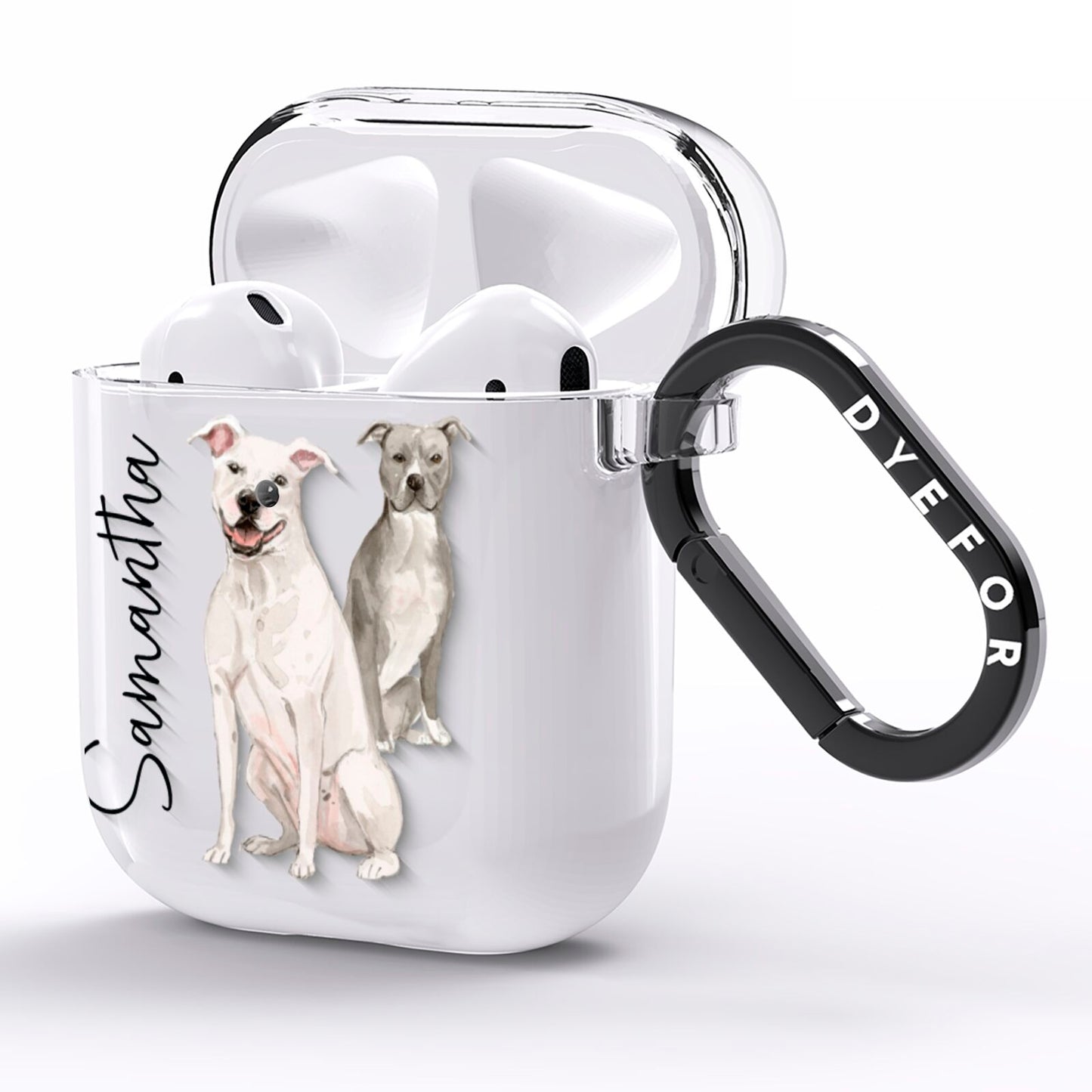 Personalised Staffordshire Dog AirPods Clear Case Side Image