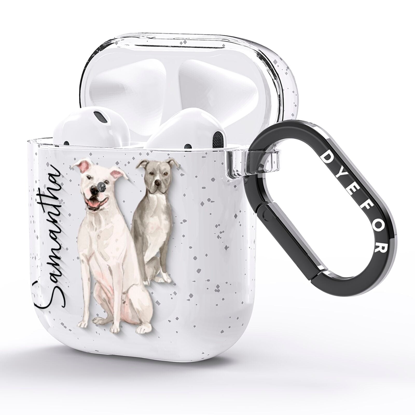 Personalised Staffordshire Dog AirPods Glitter Case Side Image