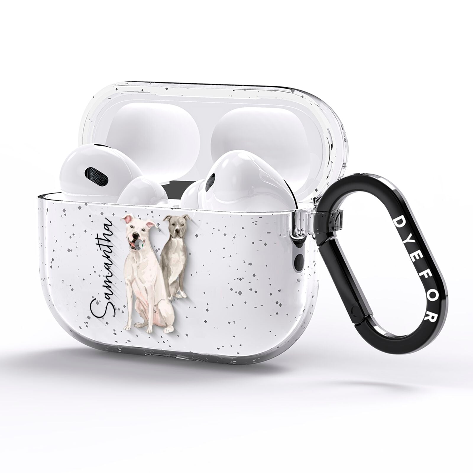 Personalised Staffordshire Dog AirPods Pro Glitter Case Side Image