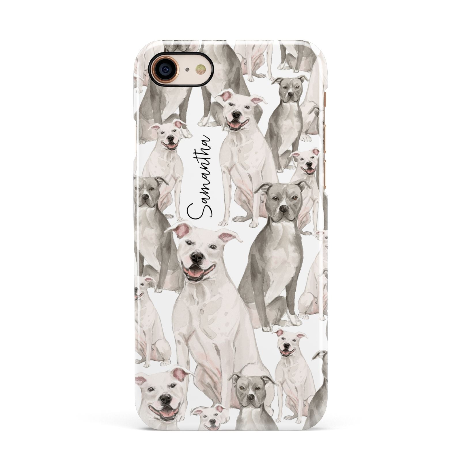 Personalised Staffordshire Dog Apple iPhone 7 8 3D Snap Case