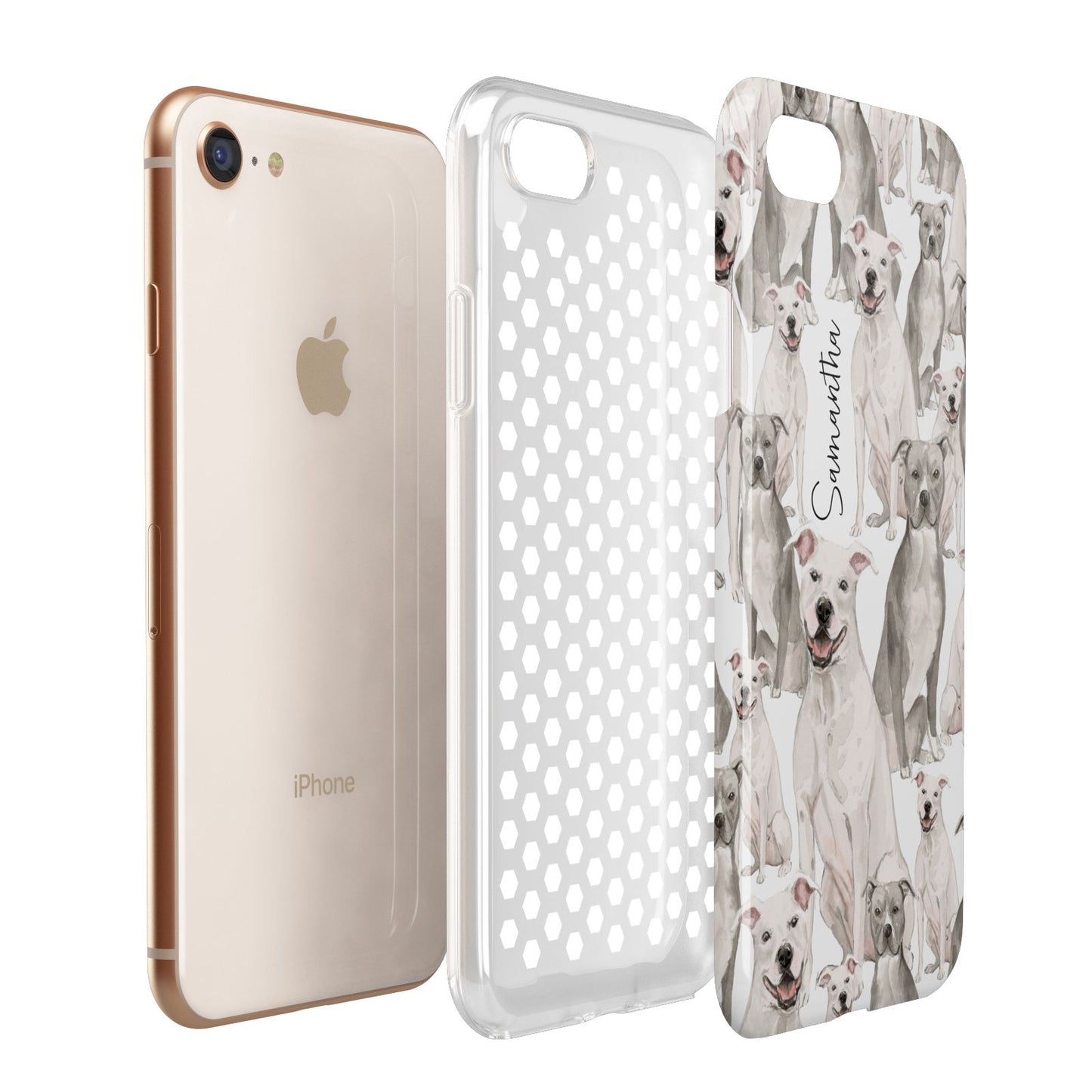 Personalised Staffordshire Dog Apple iPhone 7 8 3D Tough Case Expanded View