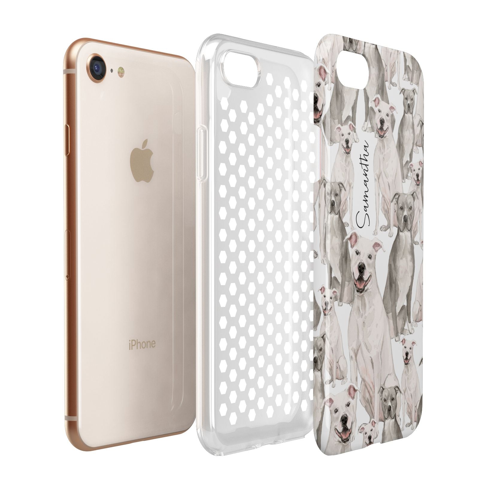 Personalised Staffordshire Dog Apple iPhone 7 8 3D Tough Case Expanded View