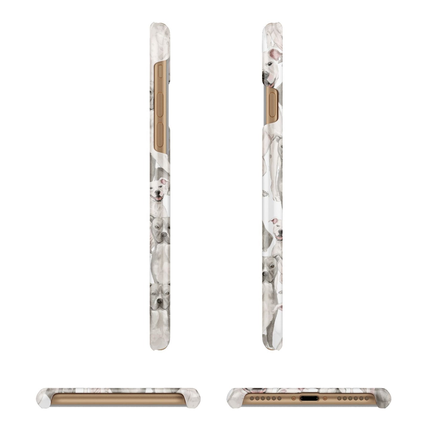 Personalised Staffordshire Dog Apple iPhone 7 8 3D Wrap Snap Case Angled Images