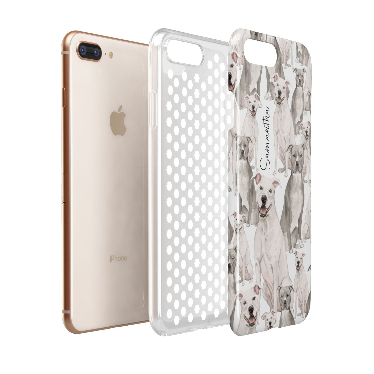 Personalised Staffordshire Dog Apple iPhone 7 8 Plus 3D Tough Case Expanded View