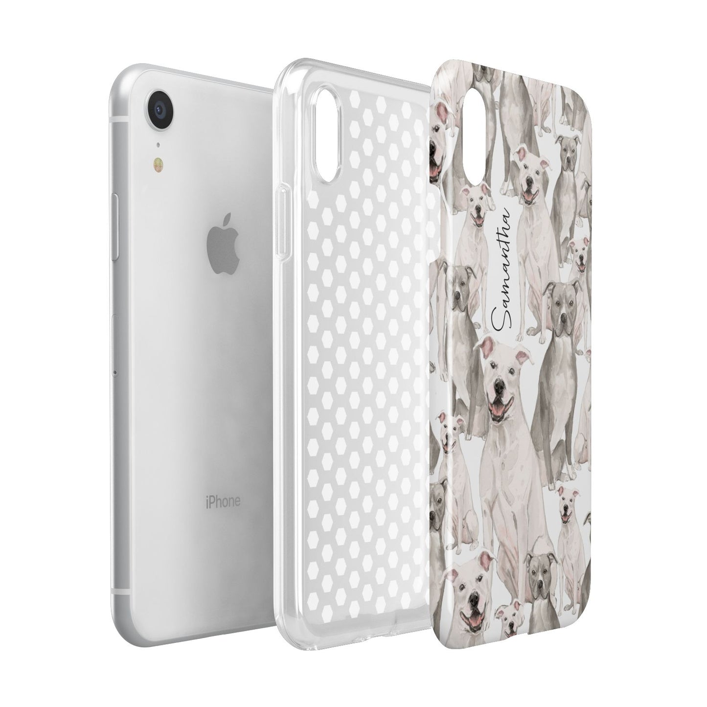 Personalised Staffordshire Dog Apple iPhone XR White 3D Tough Case Expanded view