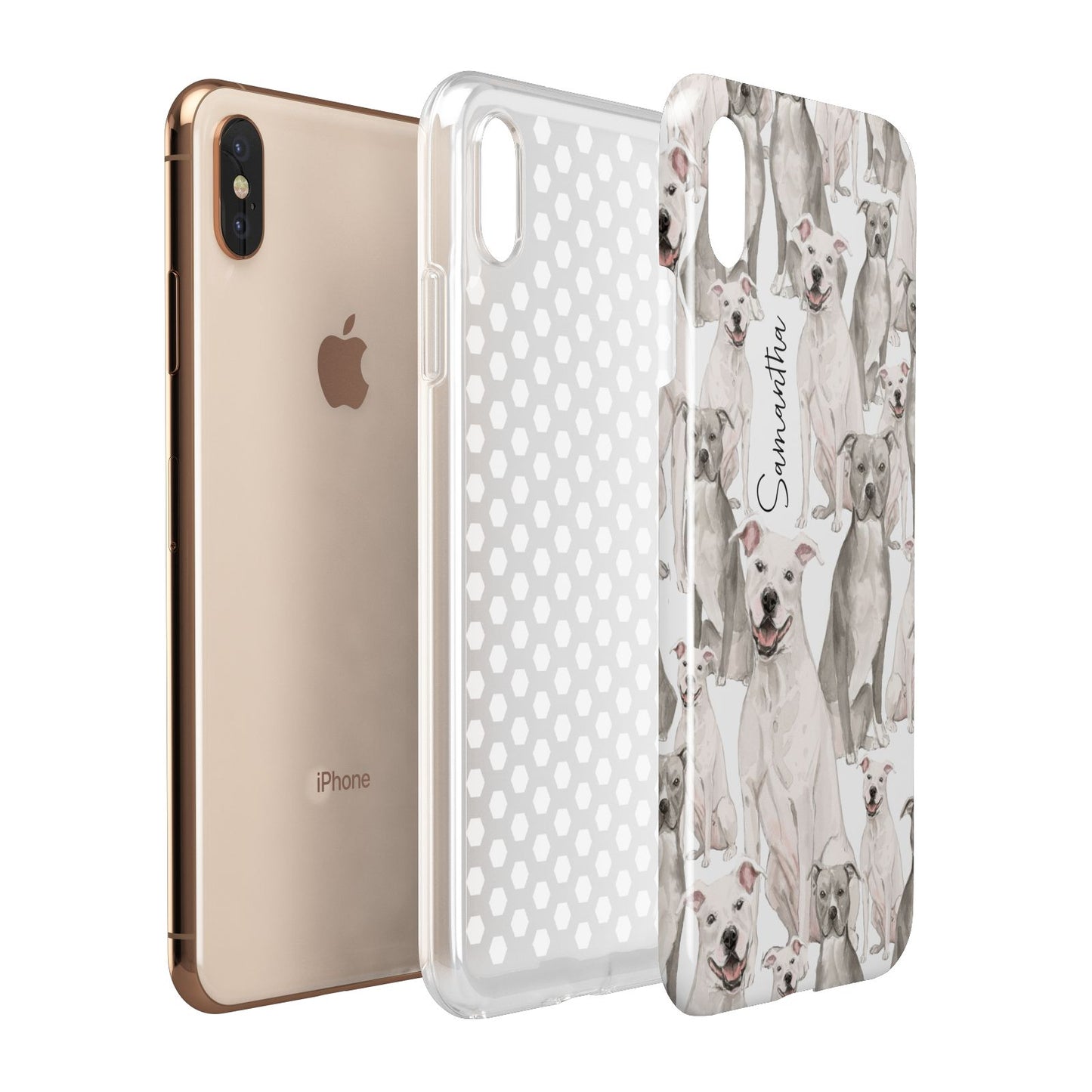 Personalised Staffordshire Dog Apple iPhone Xs Max 3D Tough Case Expanded View