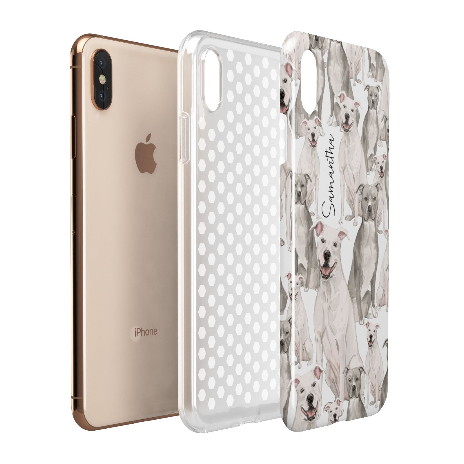 Personalised Staffordshire Dog Apple iPhone Xs Max 3D Tough Case Expanded View