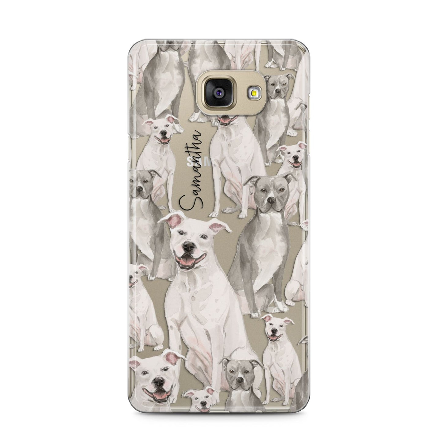 Personalised Staffordshire Dog Samsung Galaxy A5 2016 Case on gold phone