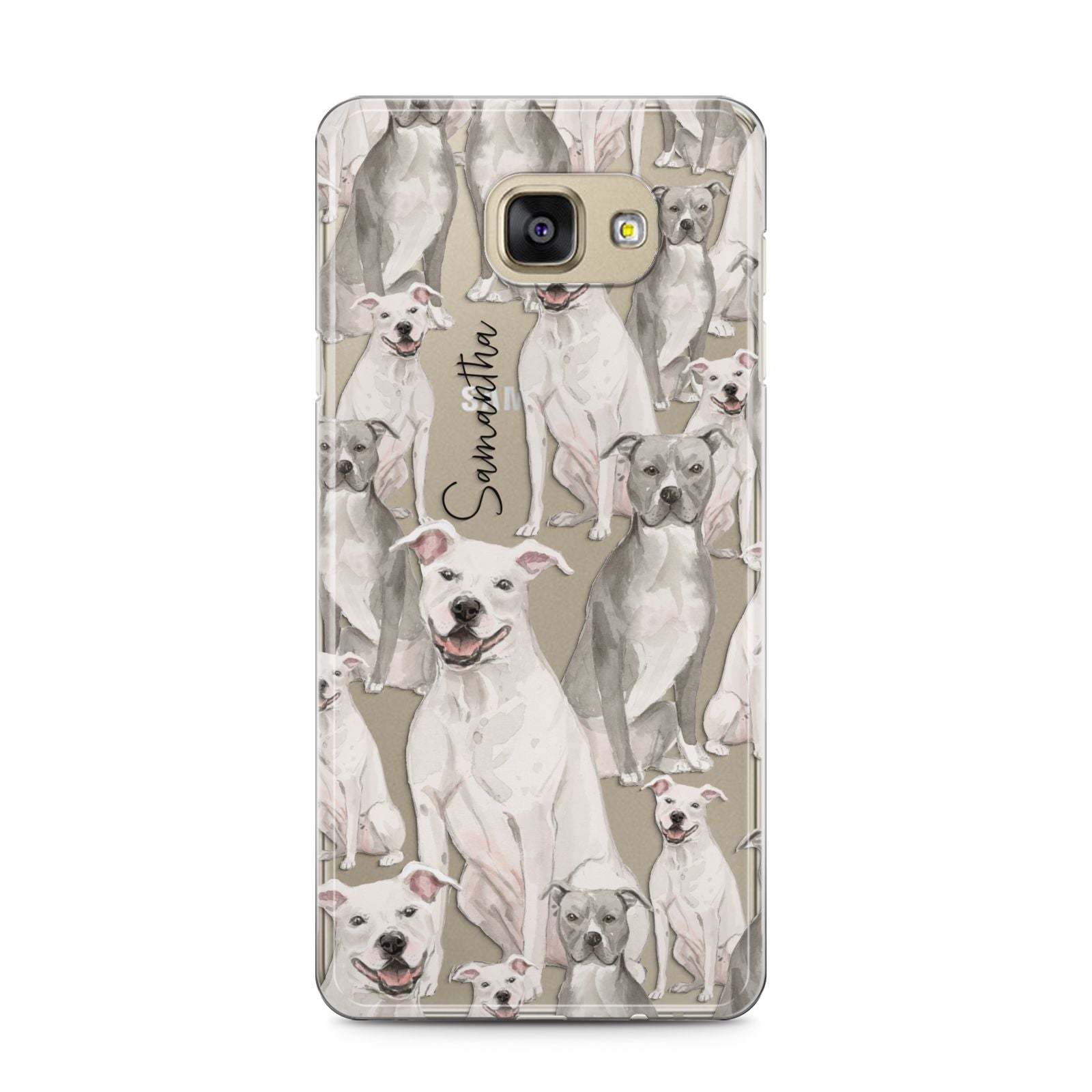 Personalised Staffordshire Dog Samsung Galaxy A5 2016 Case on gold phone