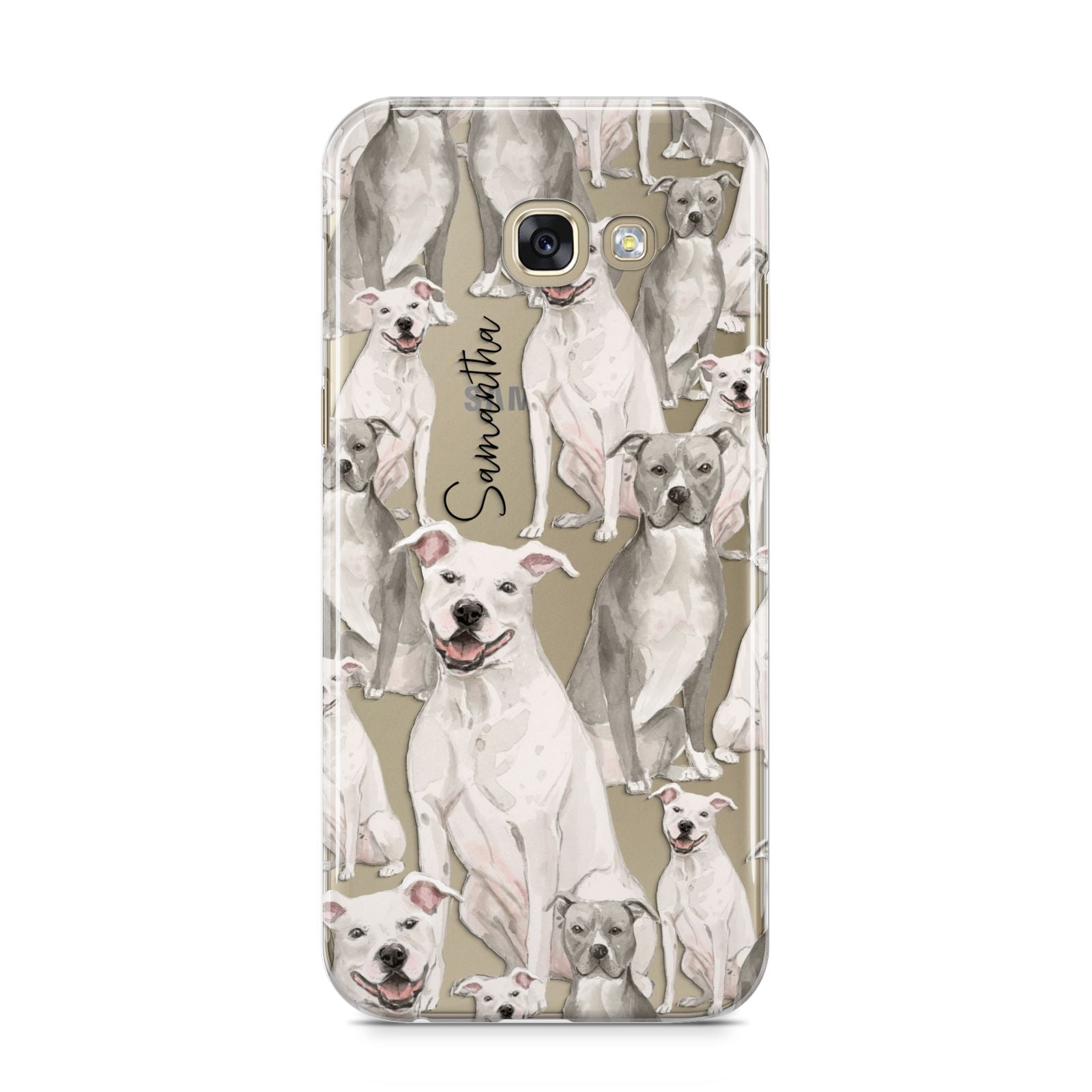 Personalised Staffordshire Dog Samsung Galaxy A5 2017 Case on gold phone