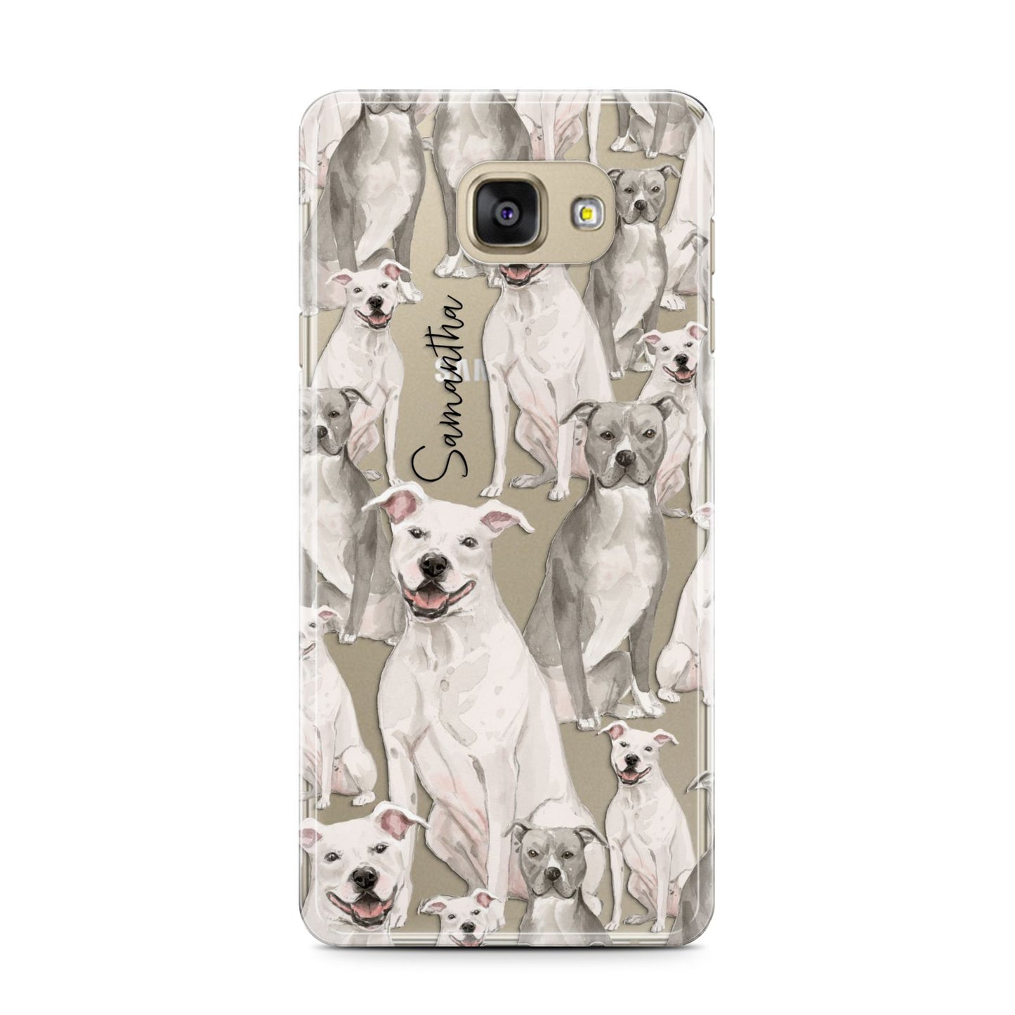 Personalised Staffordshire Dog Samsung Galaxy A7 2016 Case on gold phone