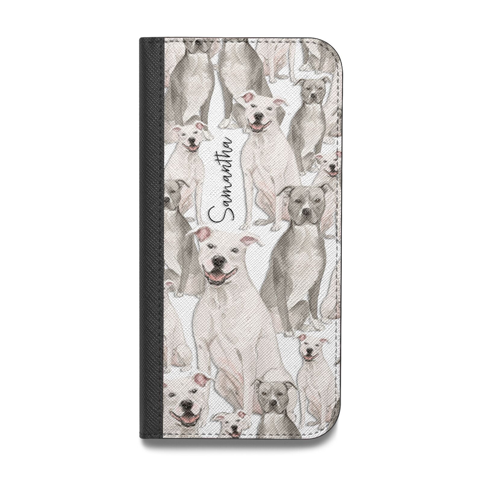 Personalised Staffordshire Dog Vegan Leather Flip iPhone Case