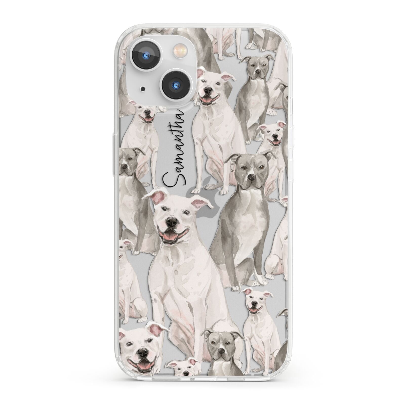 Personalised Staffordshire Dog iPhone 13 Clear Bumper Case