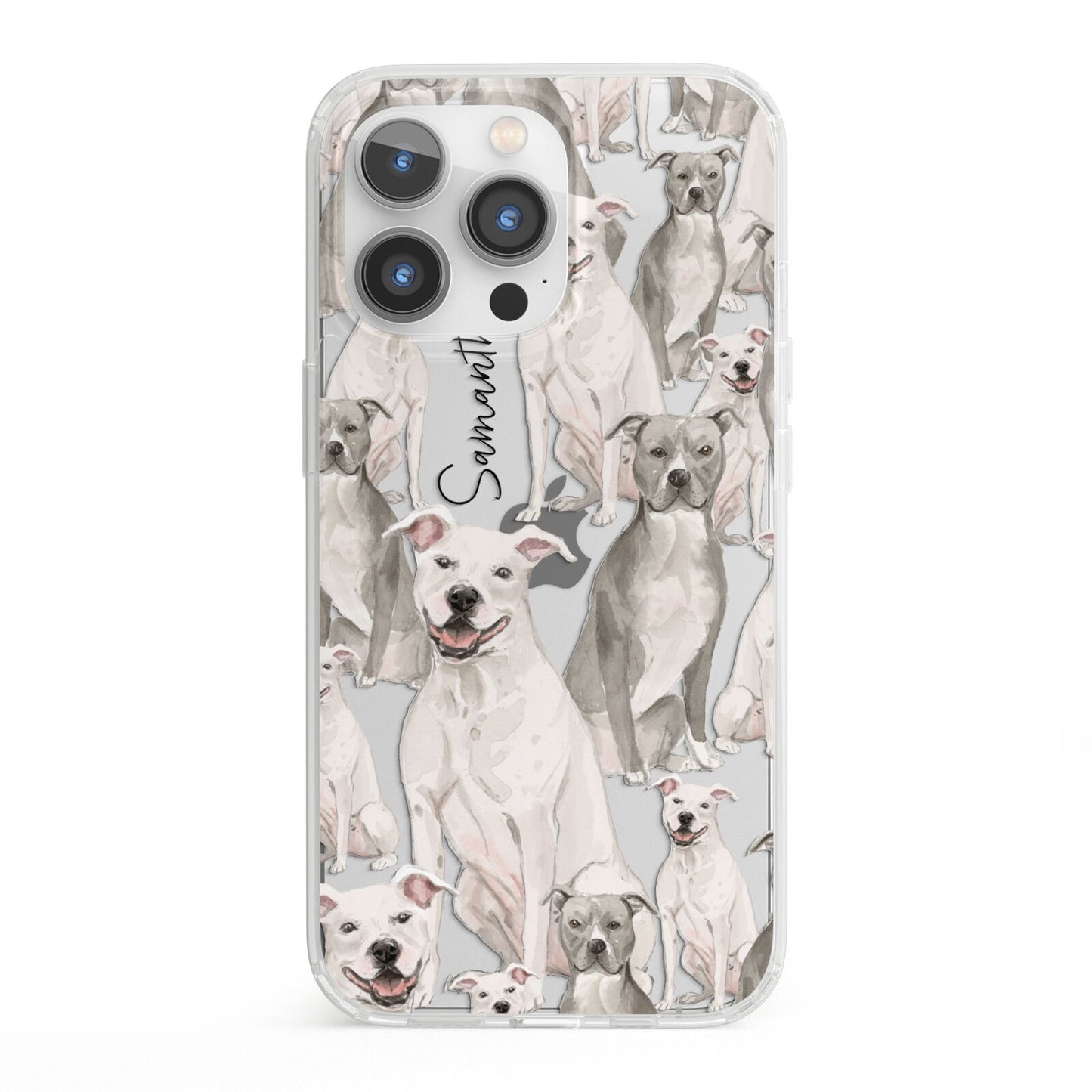 Personalised Staffordshire Dog iPhone 13 Pro Clear Bumper Case