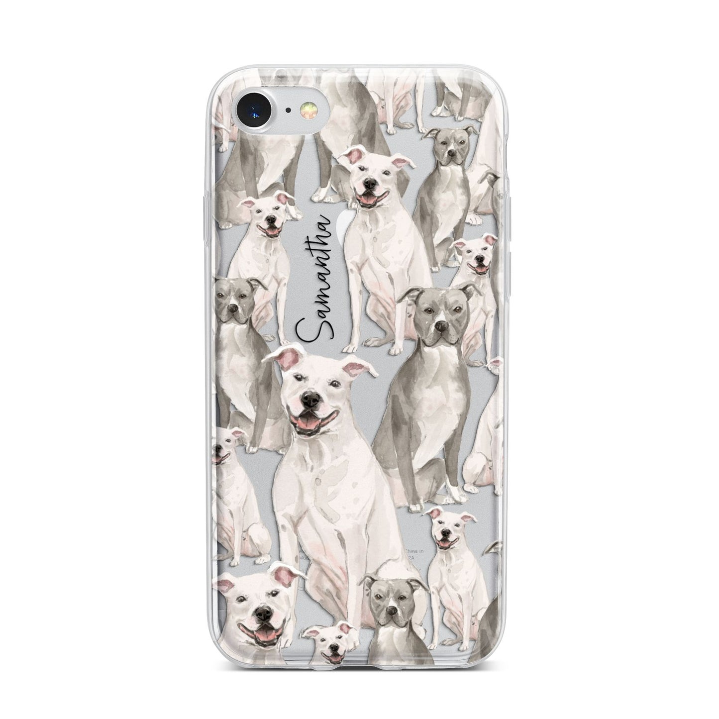 Personalised Staffordshire Dog iPhone 7 Bumper Case on Silver iPhone