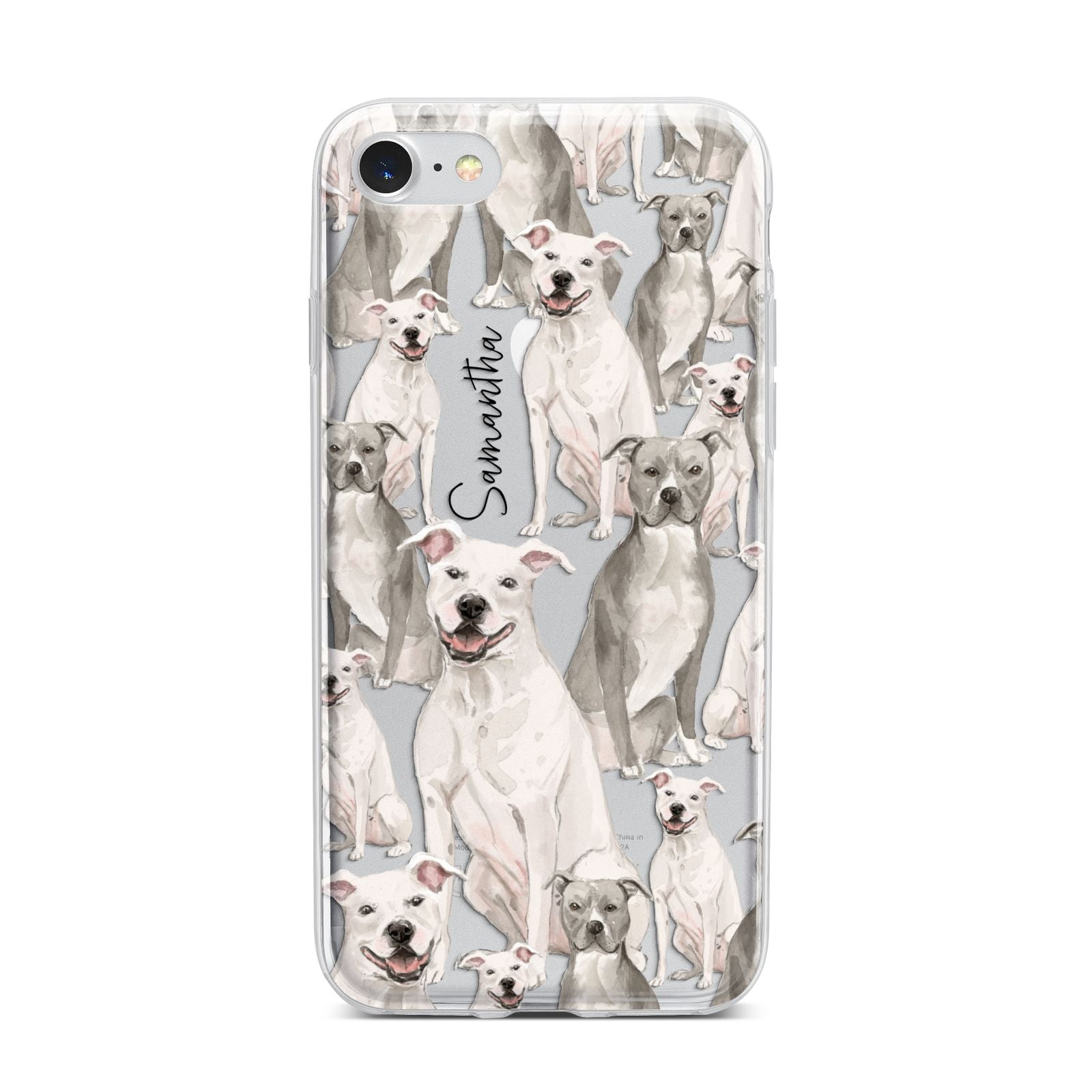 Personalised Staffordshire Dog iPhone 7 Bumper Case on Silver iPhone