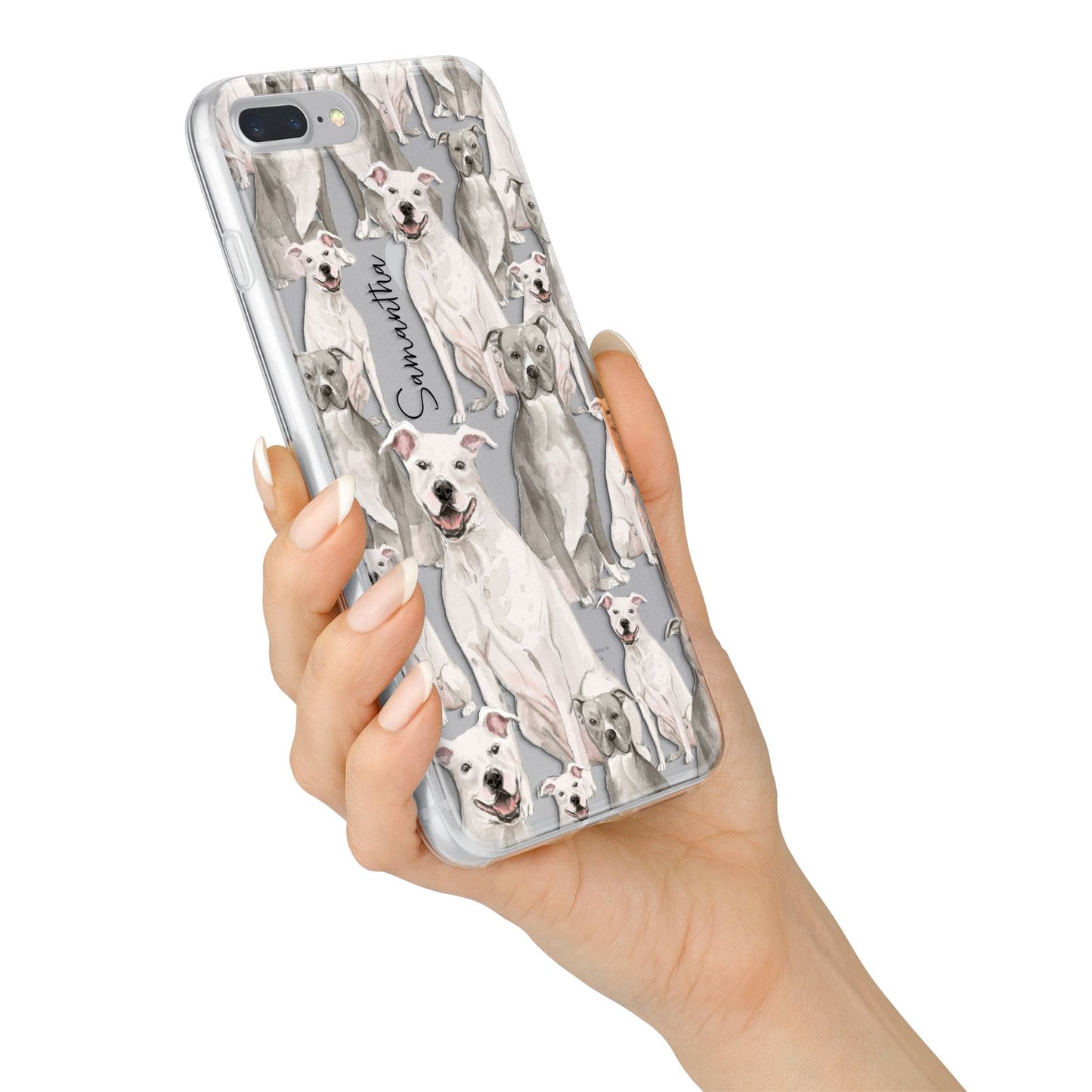 Personalised Staffordshire Dog iPhone 7 Plus Bumper Case on Silver iPhone Alternative Image