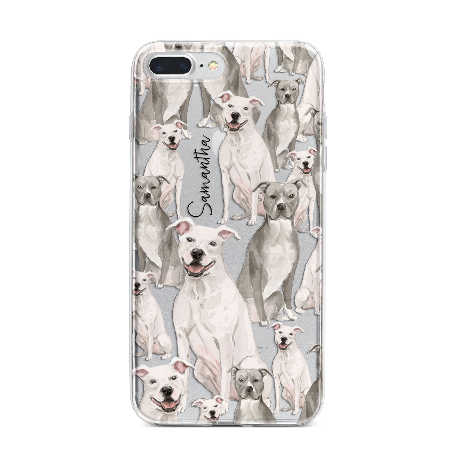 Personalised Staffordshire Dog iPhone 7 Plus Bumper Case on Silver iPhone