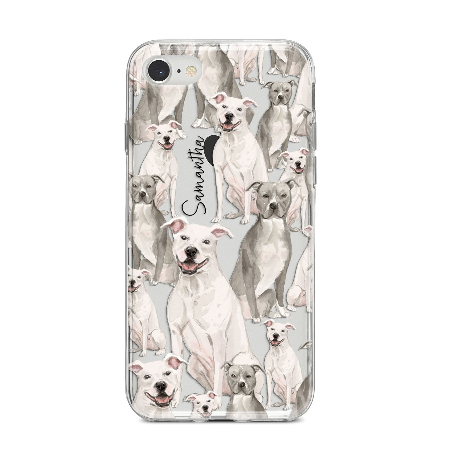 Personalised Staffordshire Dog iPhone 8 Bumper Case on Silver iPhone