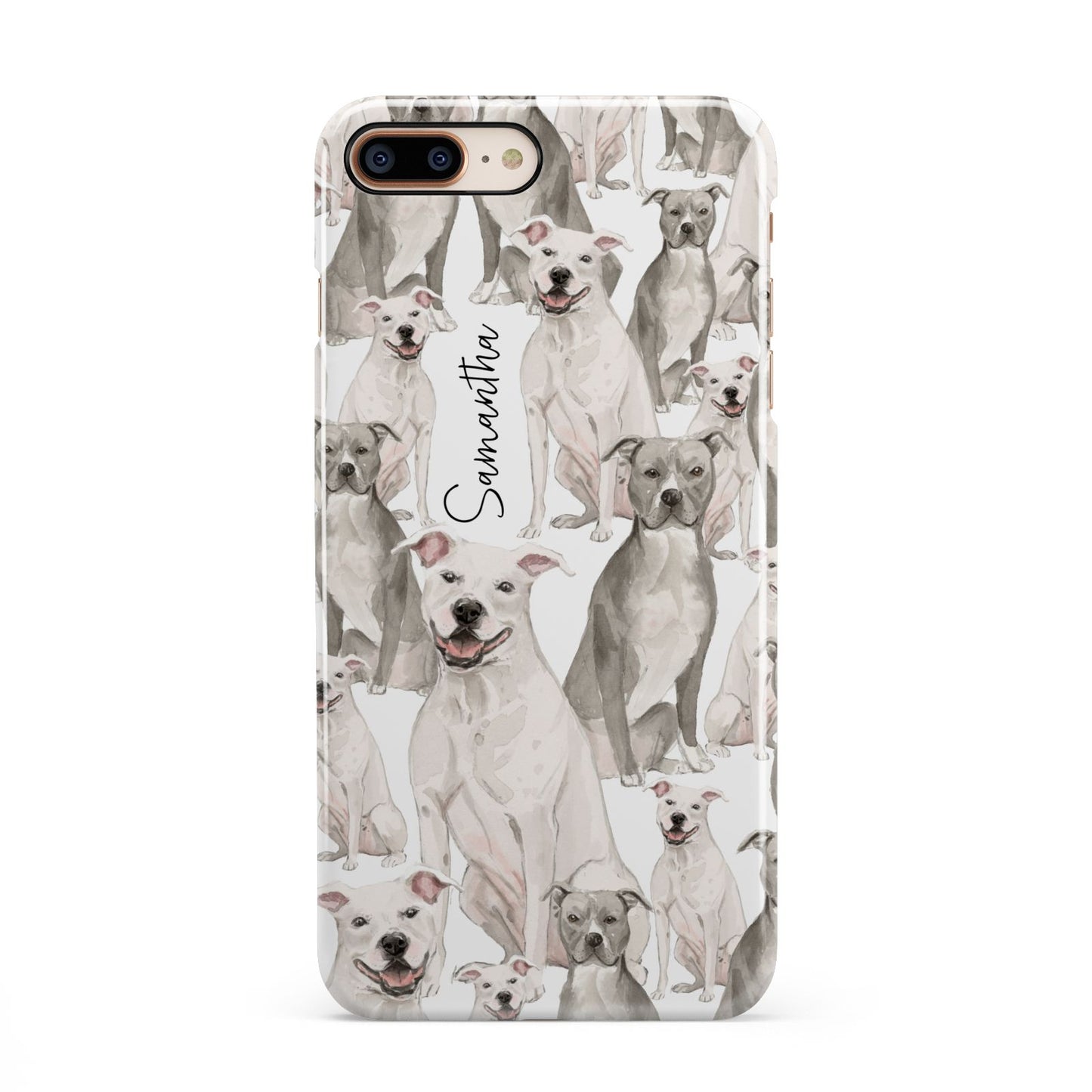 Personalised Staffordshire Dog iPhone 8 Plus 3D Snap Case on Gold Phone