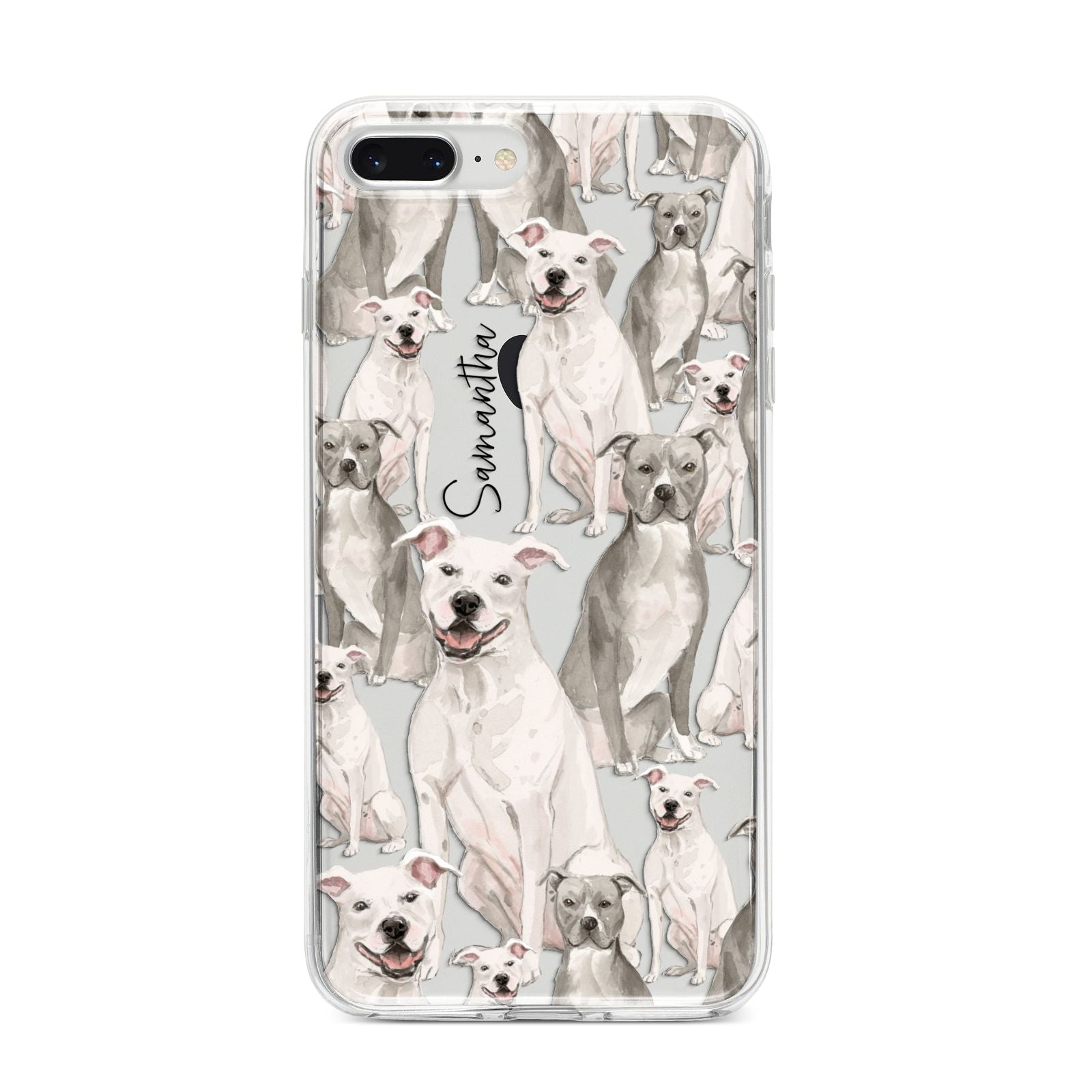 Personalised Staffordshire Dog iPhone 8 Plus Bumper Case on Silver iPhone