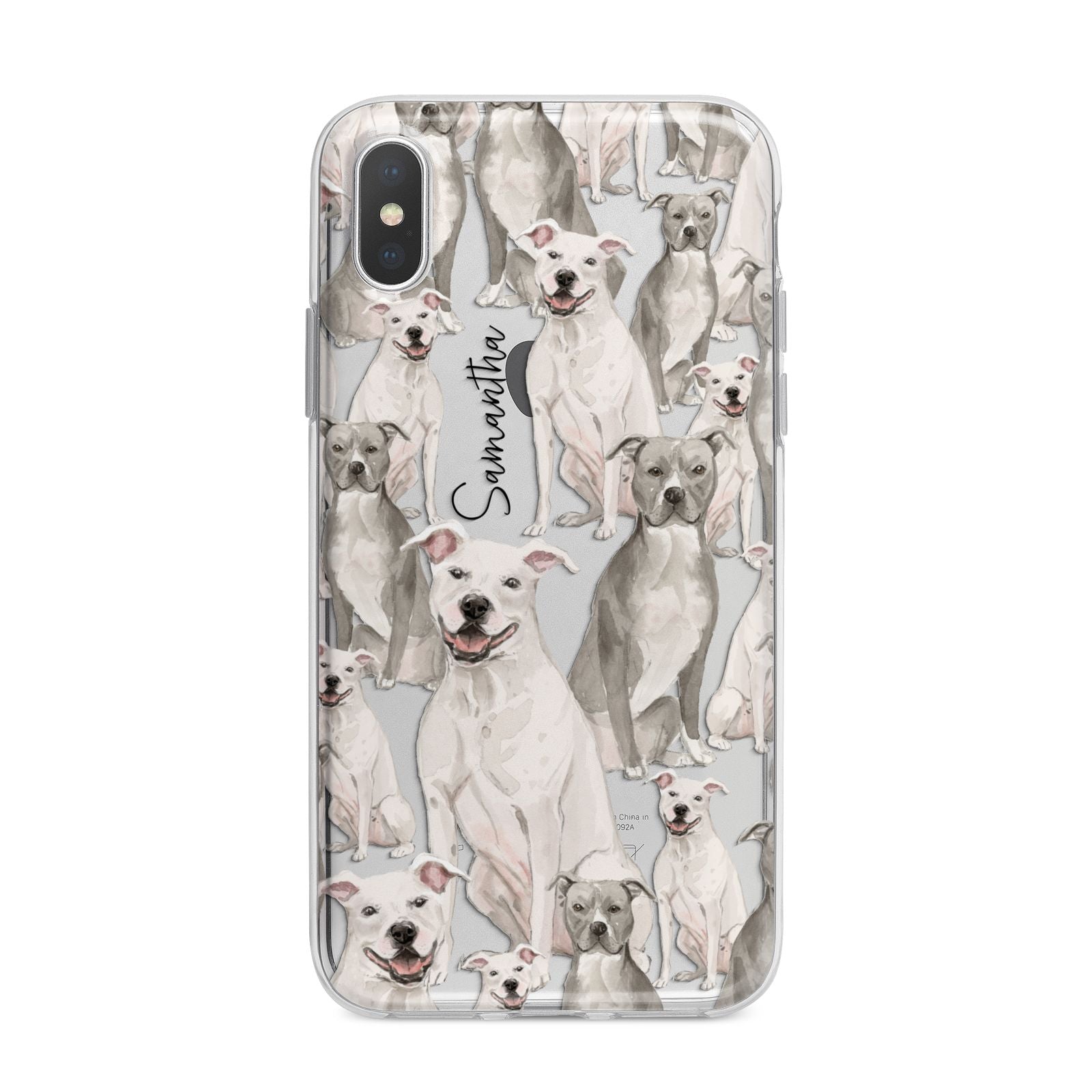 Personalised Staffordshire Dog iPhone X Bumper Case on Silver iPhone Alternative Image 1