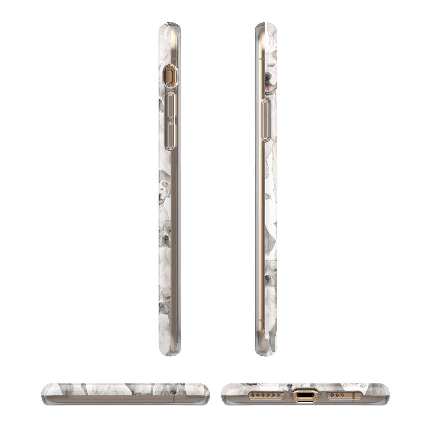 Personalised Staffordshire Dog iPhone XS 3D Tough Case in Gold Angled Images