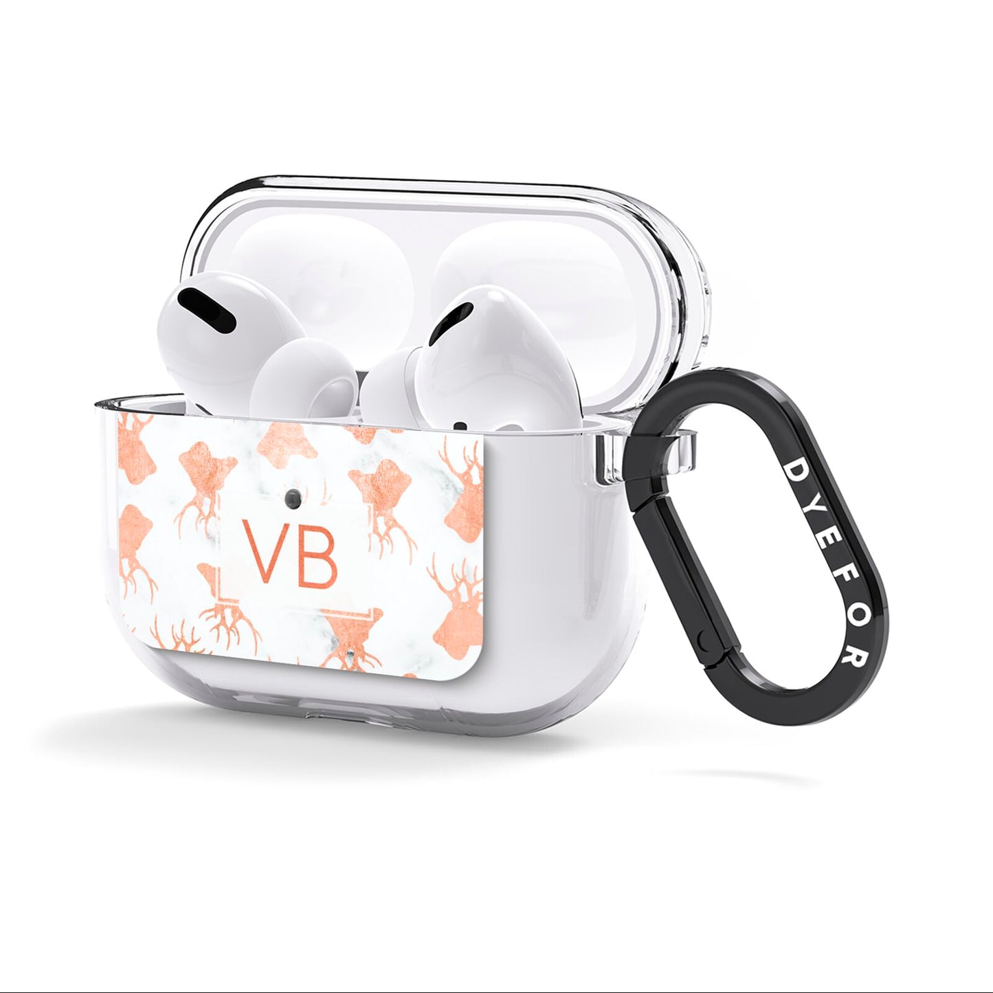 Personalised Stag Marble Initials AirPods Clear Case 3rd Gen Side Image