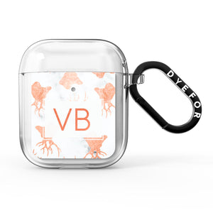Personalised Stag Marble Initials AirPods Case
