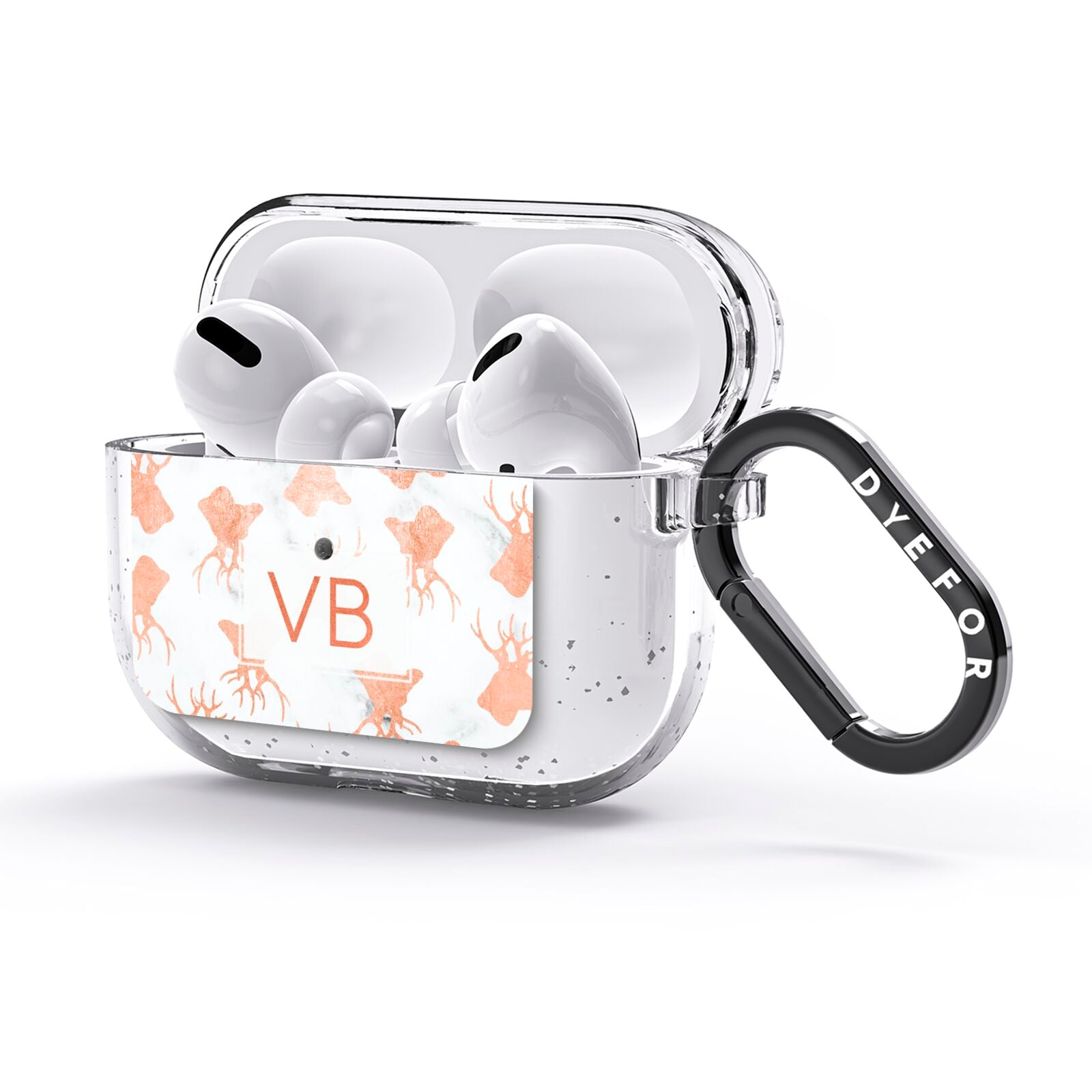 Personalised Stag Marble Initials AirPods Glitter Case 3rd Gen Side Image