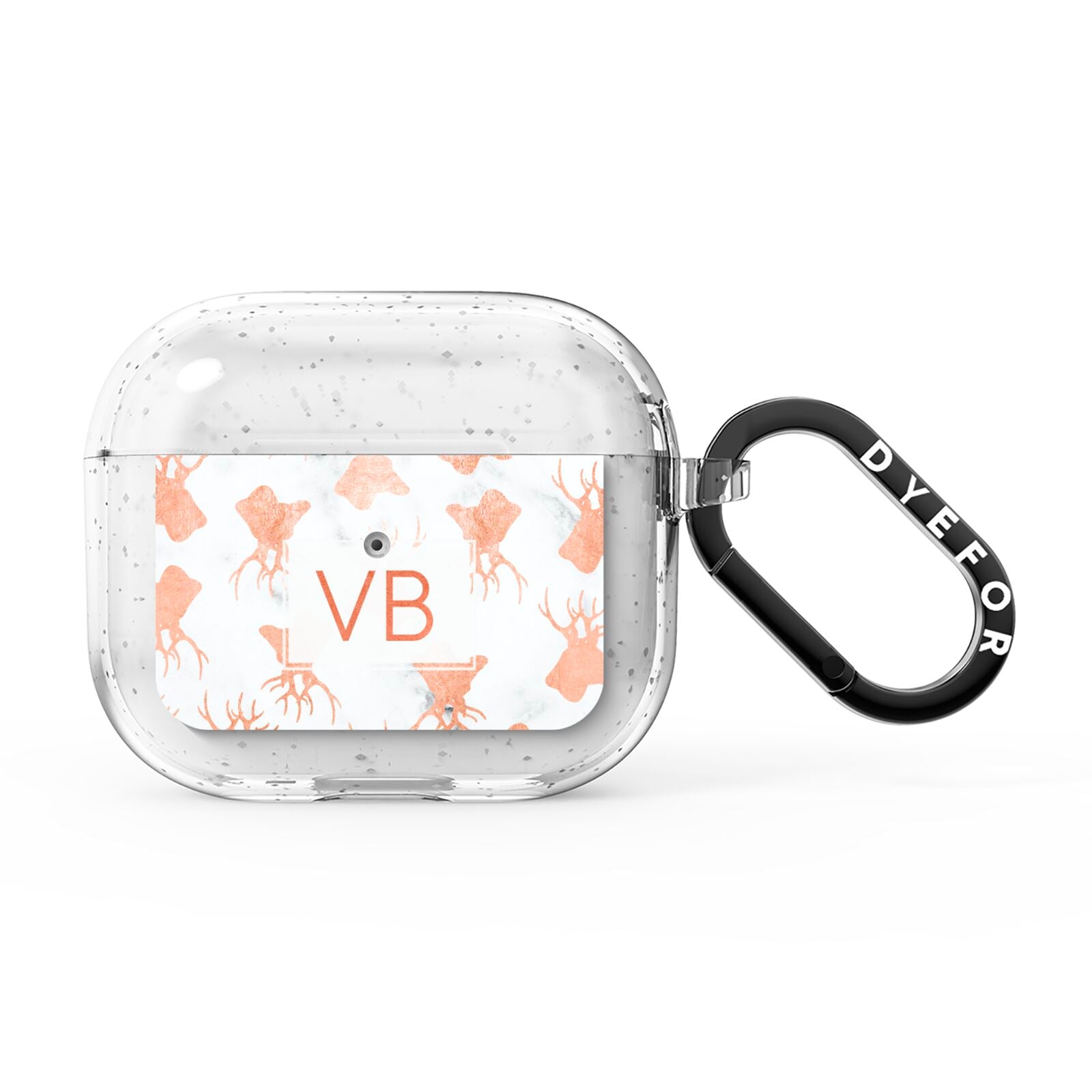 Personalised Stag Marble Initials AirPods Glitter Case 3rd Gen
