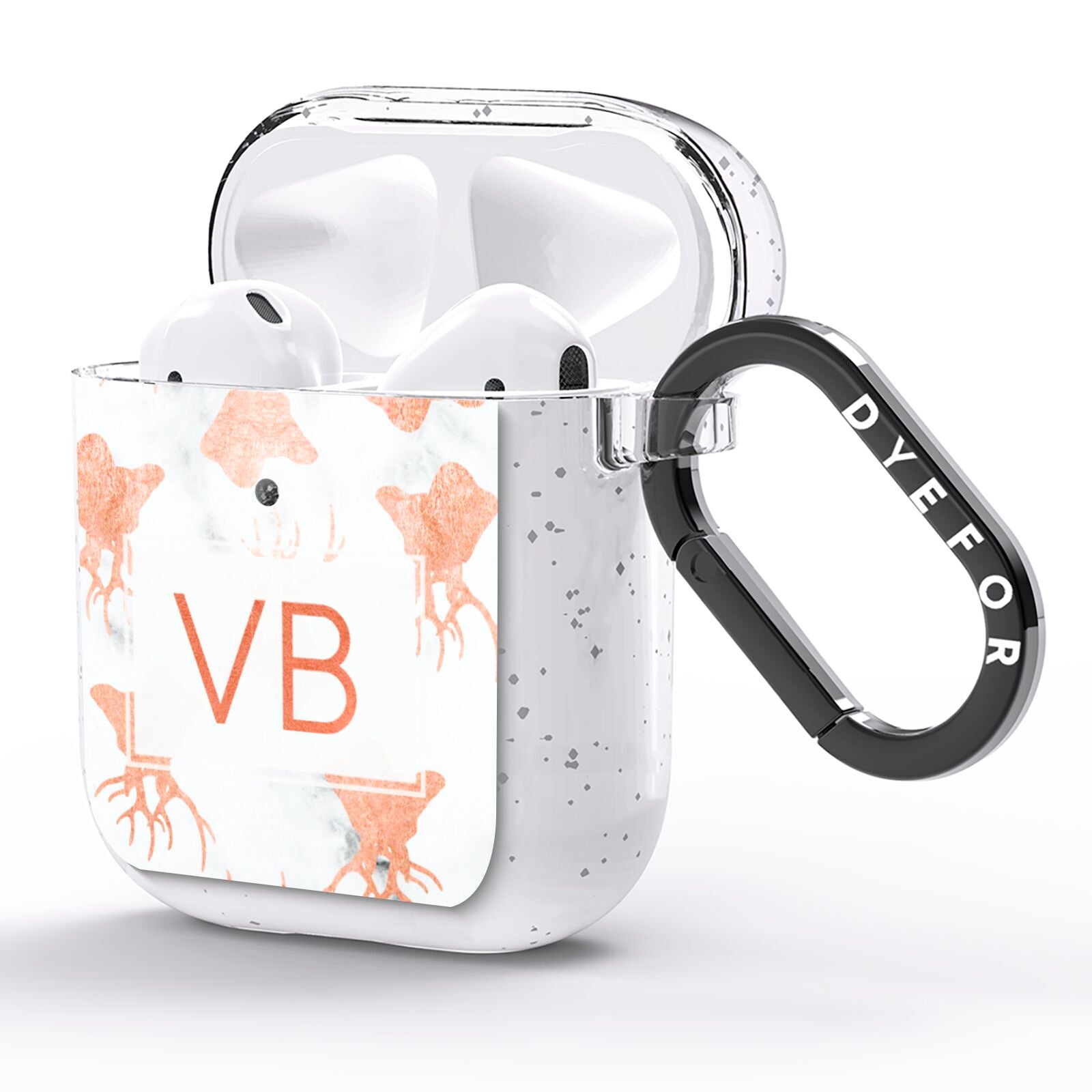 Personalised Stag Marble Initials AirPods Glitter Case Side Image