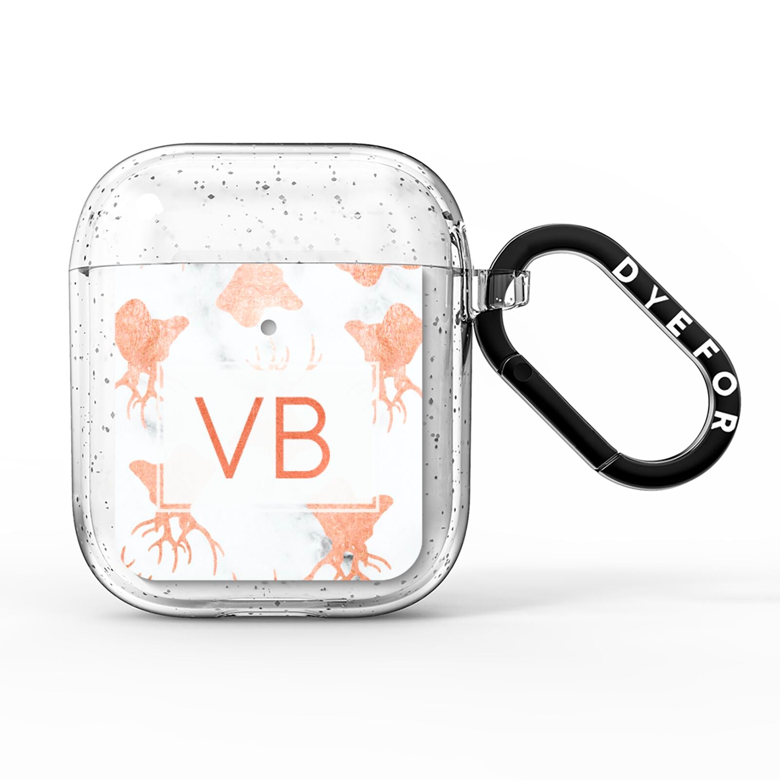 Personalised Stag Marble Initials AirPods Glitter Case