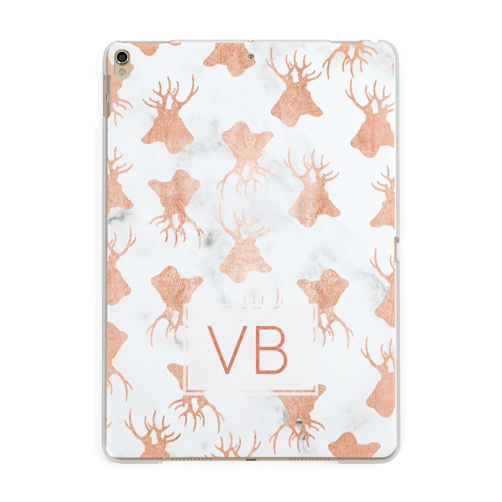 Personalised Stag Marble Initials Apple iPad Gold Case